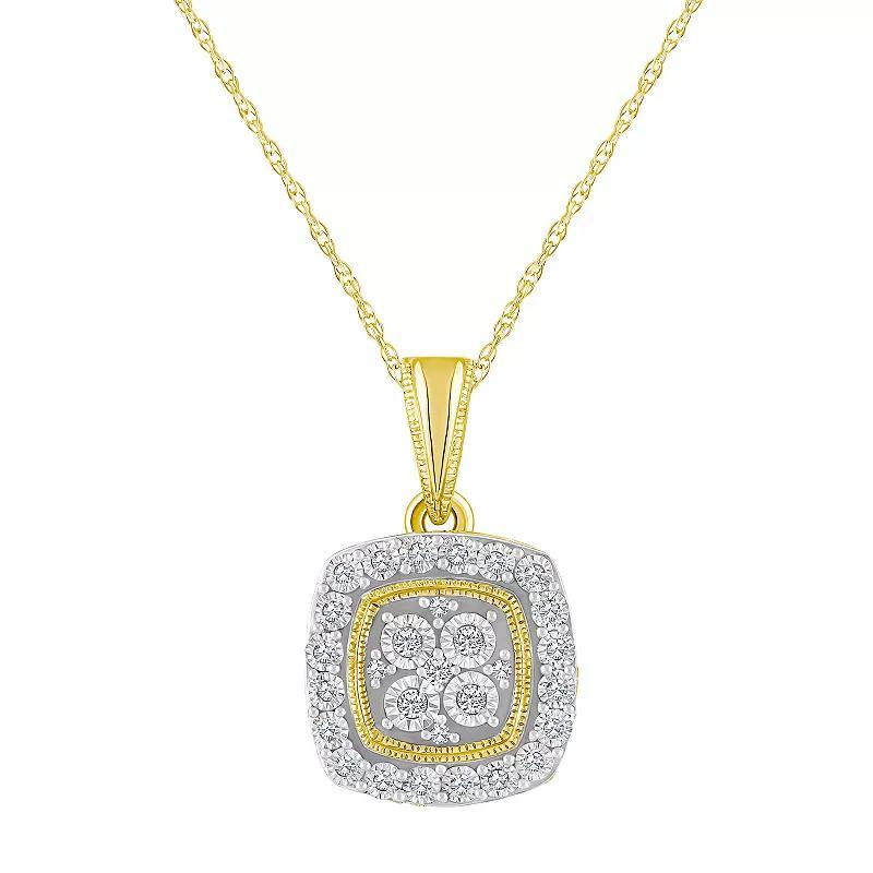 Celebration Gems 14k Gold 1/10 Carat T.W. Diamond Cushion Cluster Pendant Necklace, Womens 14k White Gold Product Image