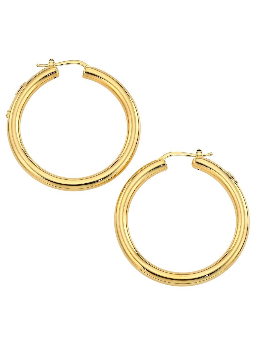 Womens 18K Yellow Gold Round Tubular Hoop Earrings, 40MM Product Image