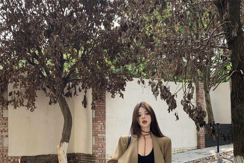 Lapel Collar Plain Sashed Midi Trench Coat Product Image