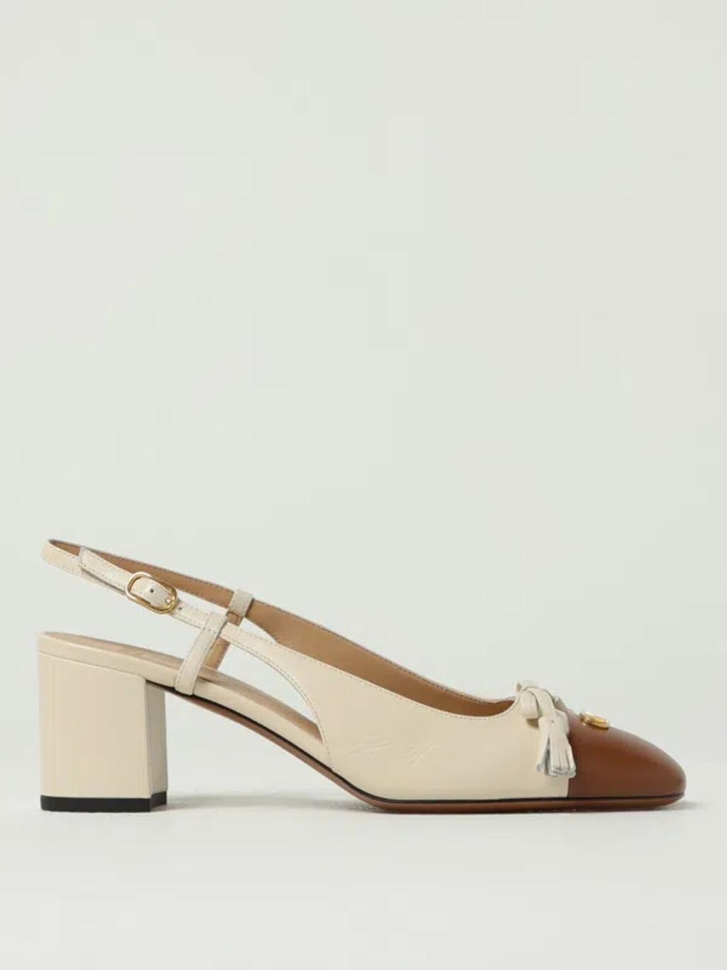 VALENTINO GARAVANI Leather Vlogo Signature Pumps With Slingback Strap In Neutral Product Image