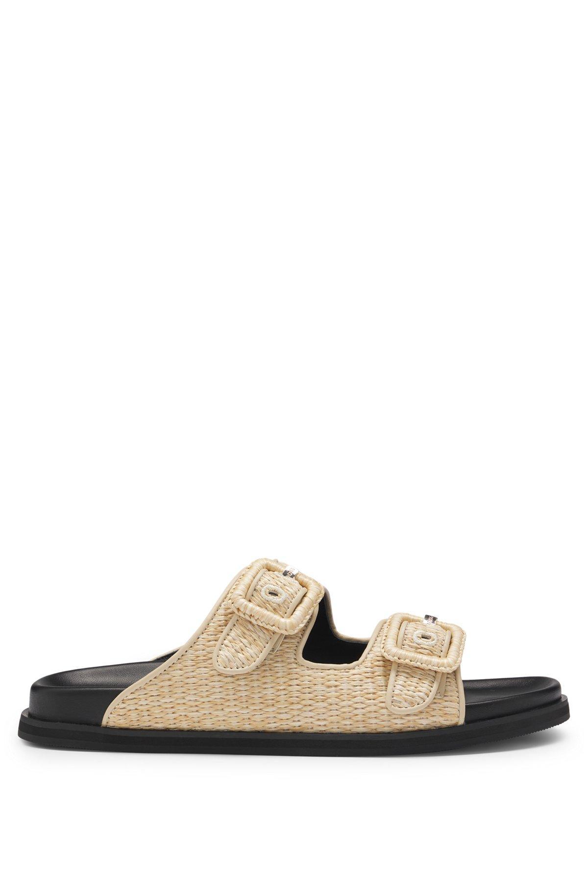 Raffia slides with buckled straps Product Image