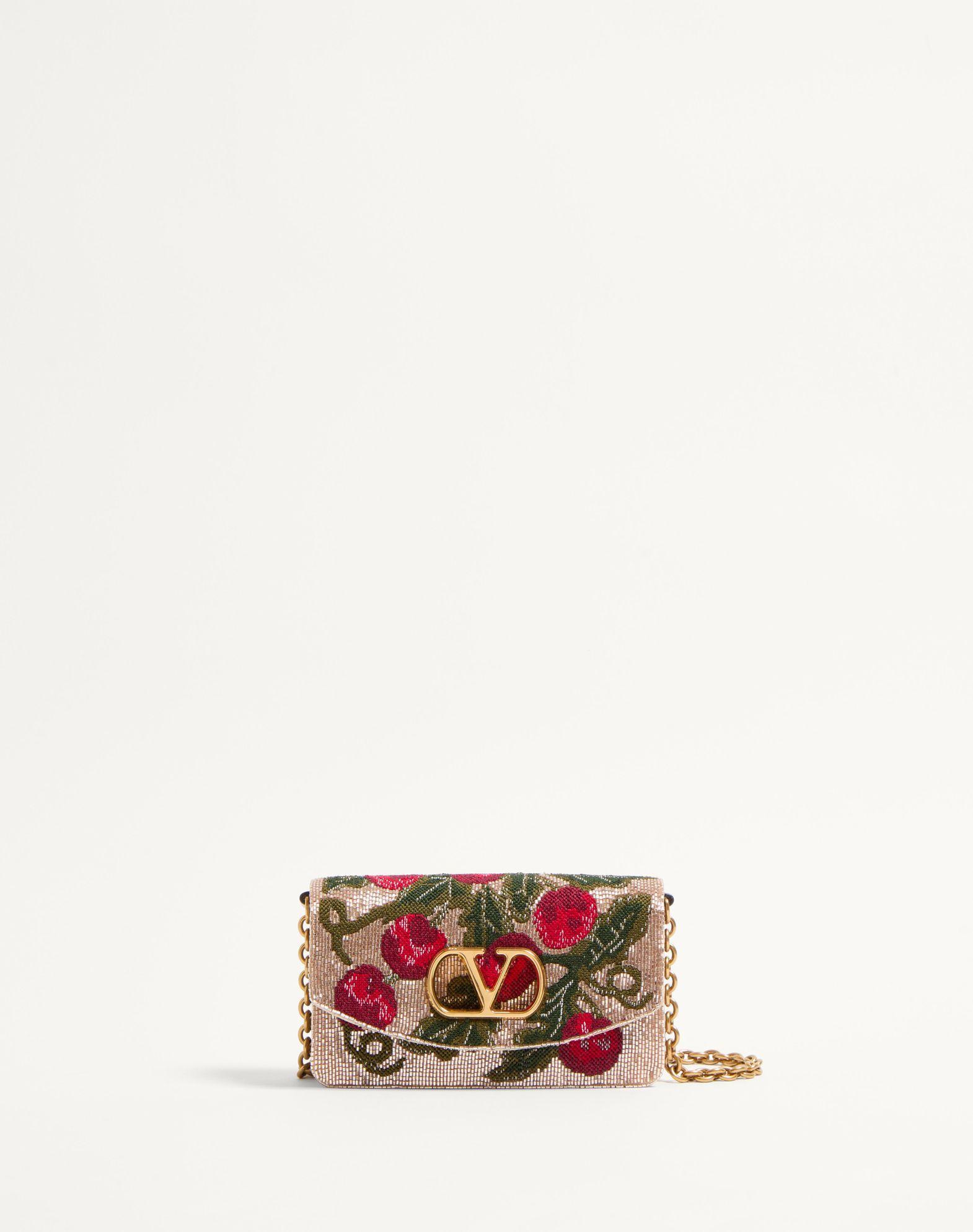 Valentino Garavani Vain Embroidered Shoulder Clutch With Cherryfic Pattern Product Image