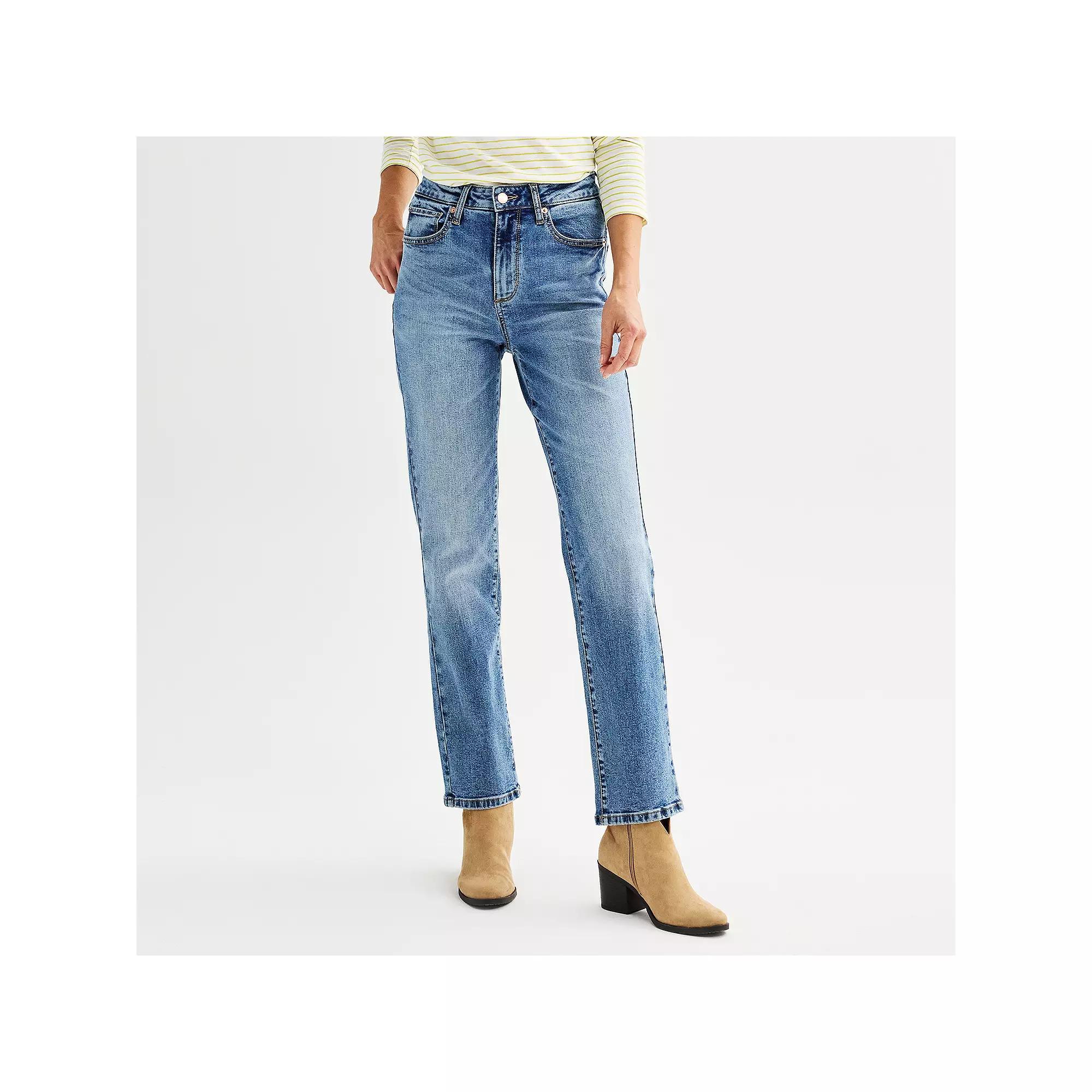 Women's Sonoma Goods For Life® High Rise Straight Jeans, Size: 4 Avg/Reg, Medium Blue Product Image
