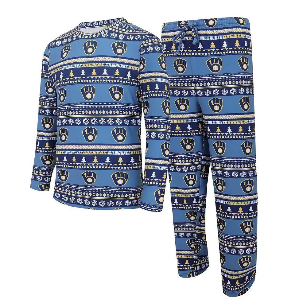Men's Concepts Sport Navy Milwaukee Brewers Knit Ugly Sweater Long Sleeve Top & Pants Set, Size: 2XL, Blue Product Image