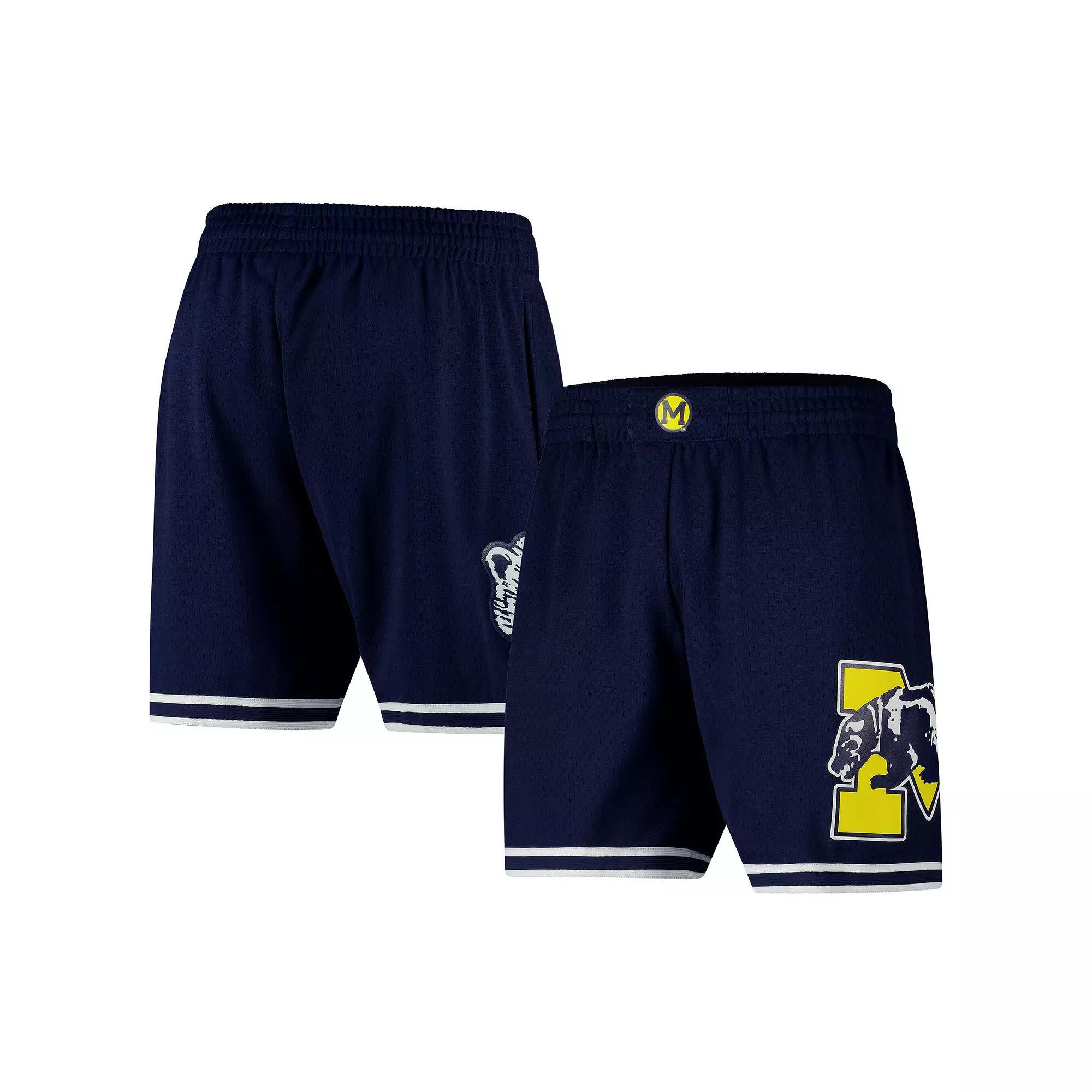 Men's Mitchell & Ness Navy Michigan Wolverines Team ID Vintage Logo Mesh Shorts, Size: Medium, Blue Product Image