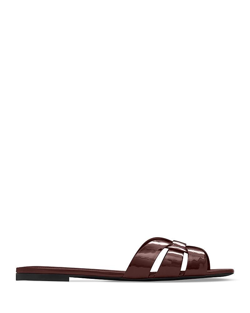 Saint Laurent Womens Tribute Mules in Metallic Leather Product Image