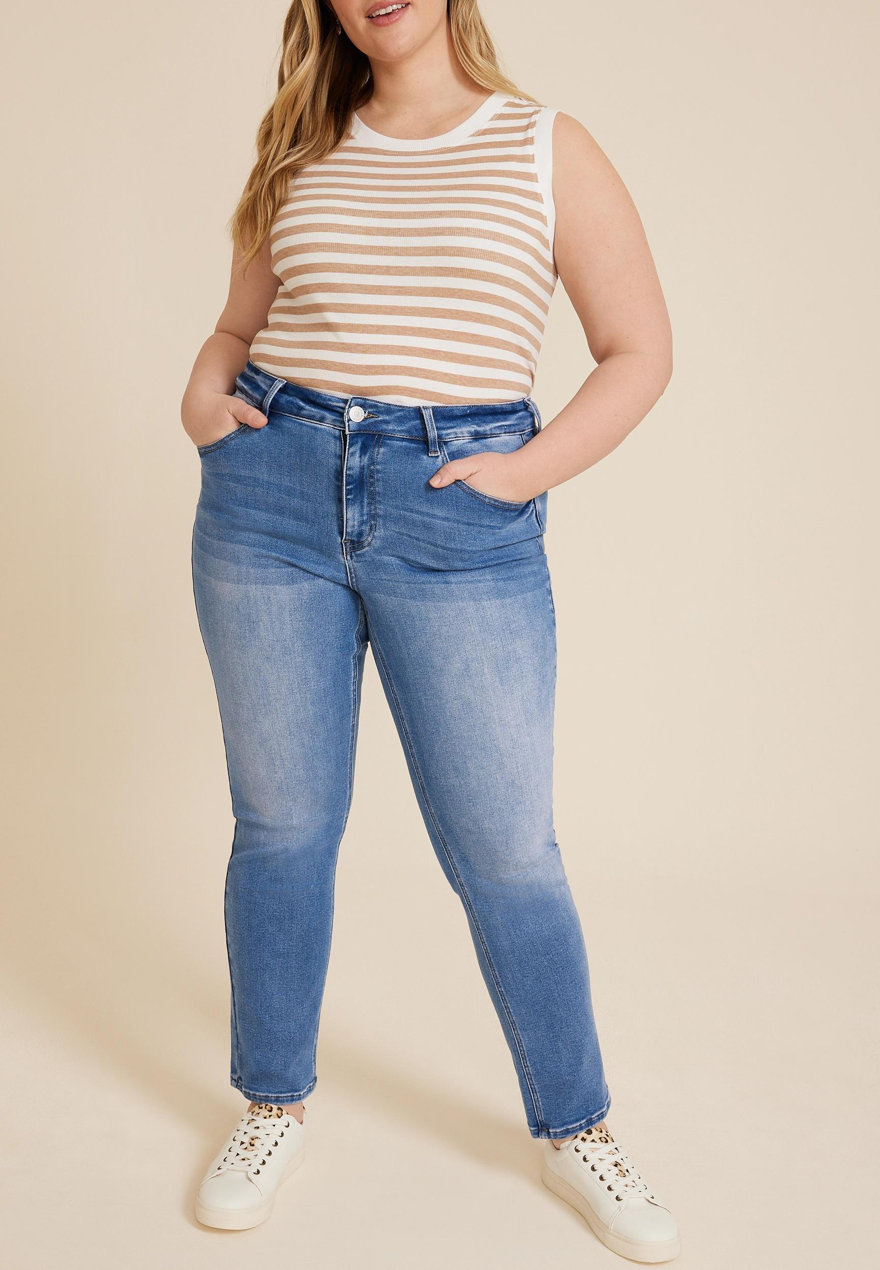 Kancan Plus Size Kancan Womens Essentials High Rise Straight Jeans Blue Size 16W - Maurices Product Image