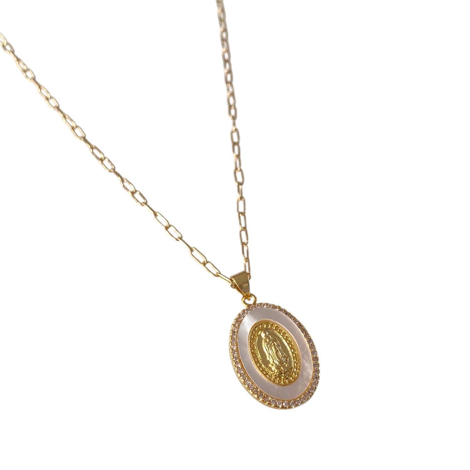 CZ Opal Mary Necklace Product Image