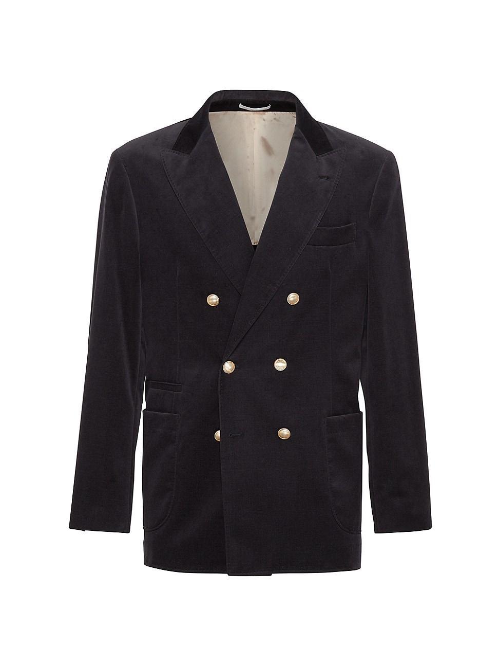 Mens Cotton Velvet One and a Half Breasted Deconstructed Blazer Product Image