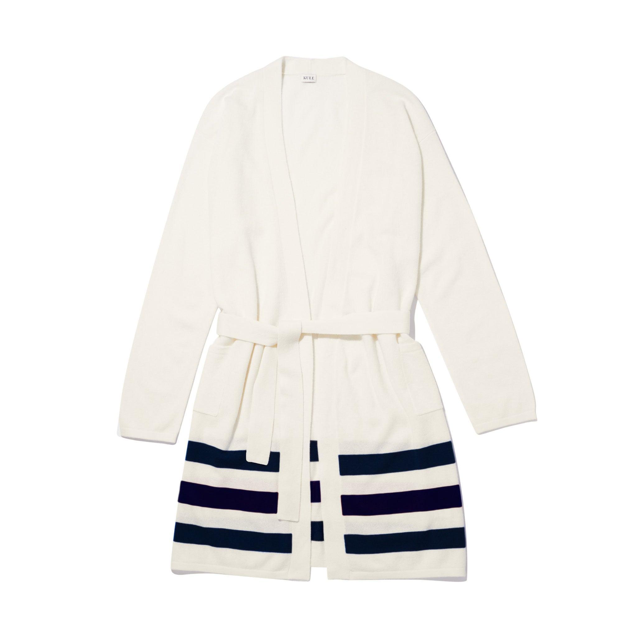 The Cashmere Blend Robe - Cream/Navy Female Product Image