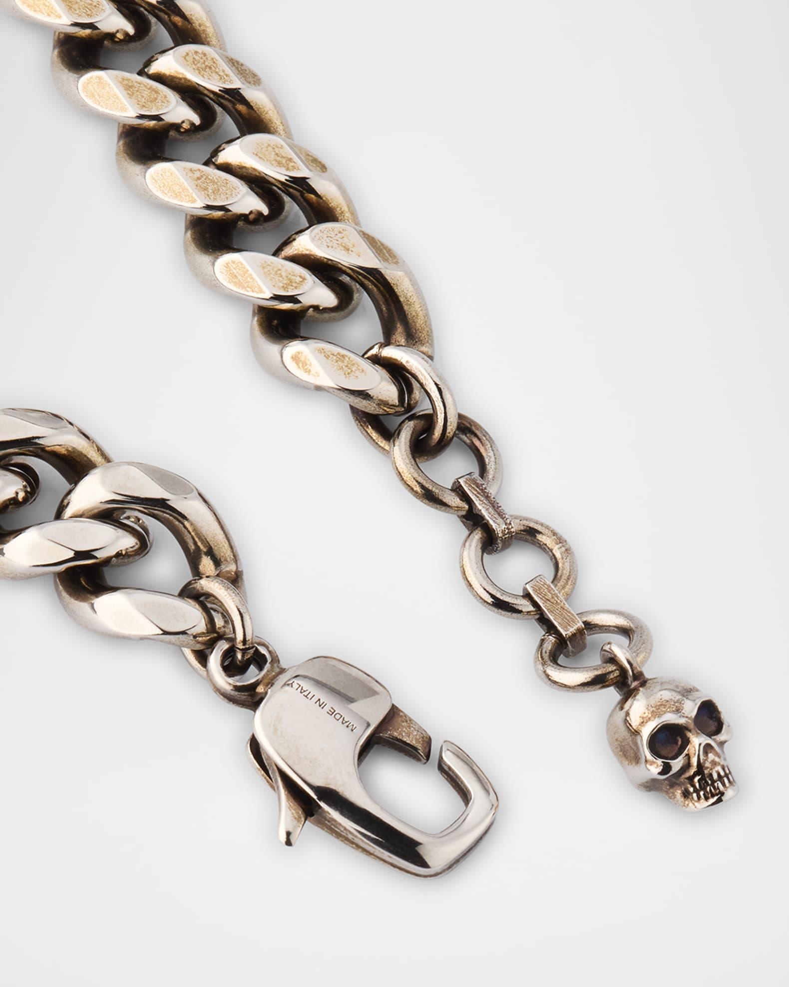 Men's Skull Plate Cuban Chain Bracelet Product Image