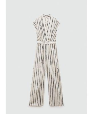 Mango Womens Satin Stripes Jumpsuit Product Image
