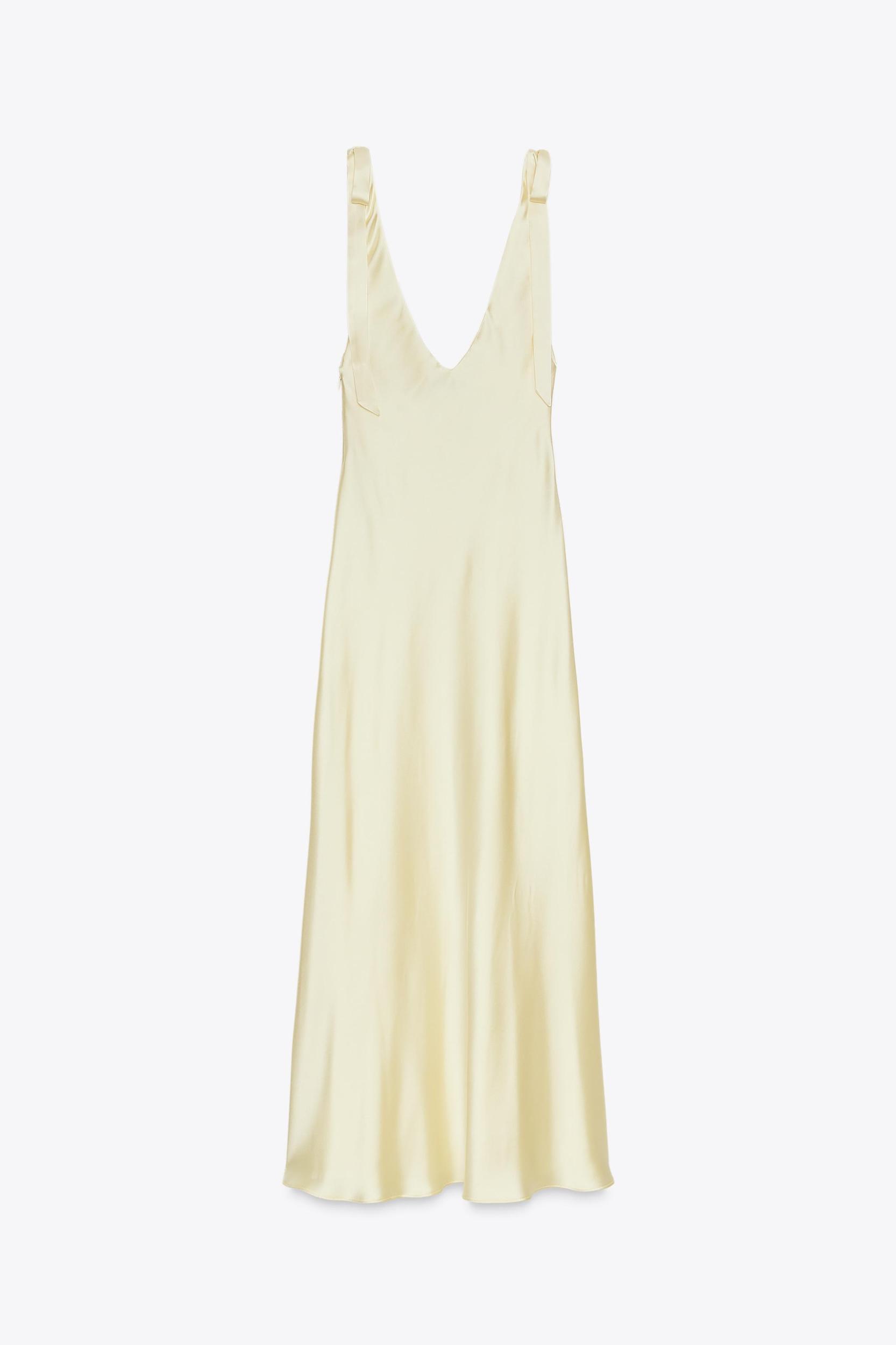 SATIN MIDI DRESS WITH TIES Product Image