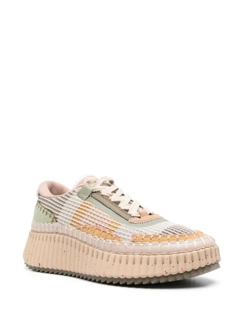 CHLOÉ Nama Stitch Walking Sneakers In Green Product Image