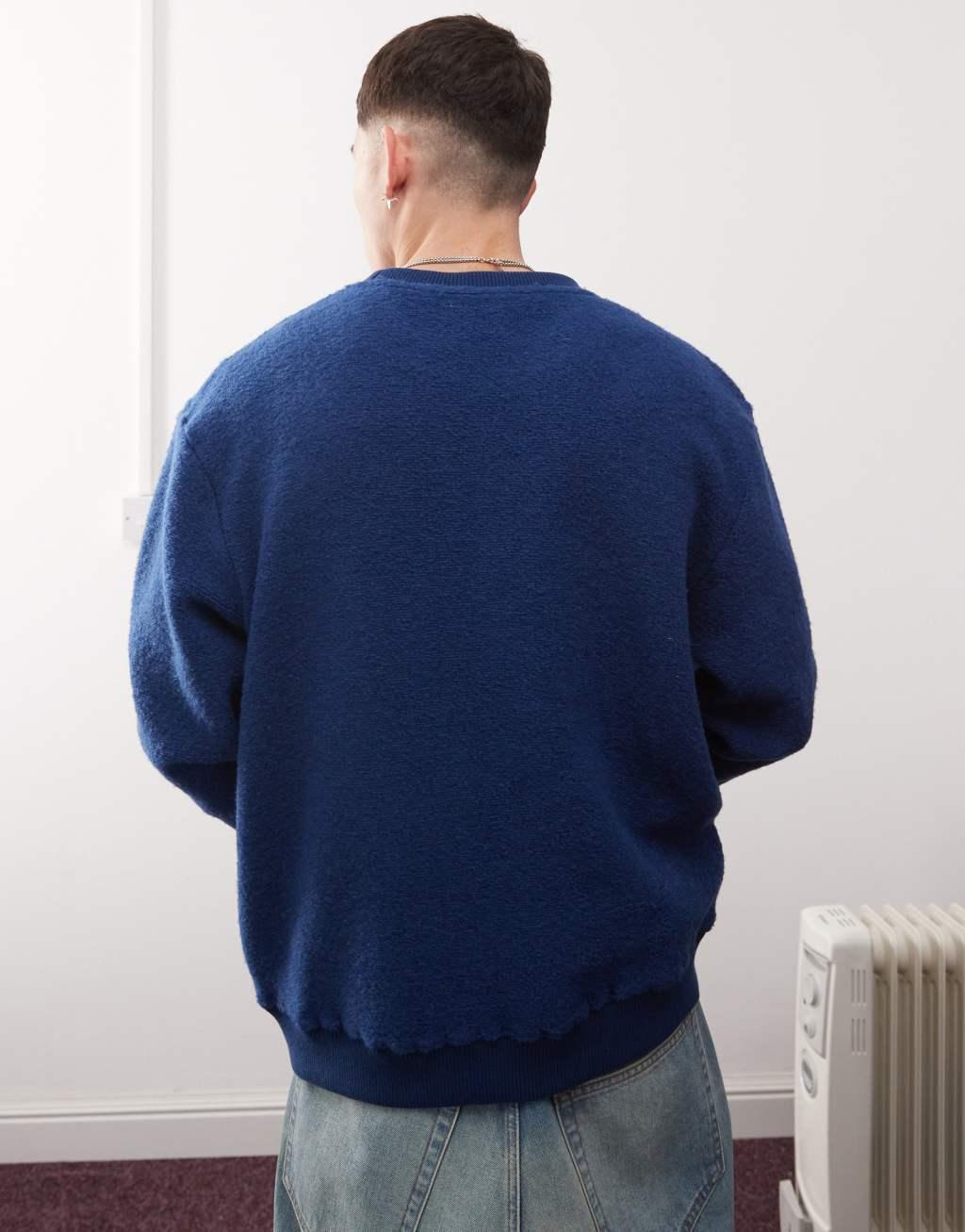Deus Ex Machina reo textured fleece sweater in blue Product Image