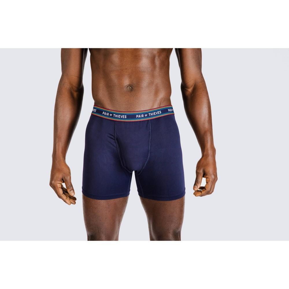 Pair of Thieves Men's 2pk Super Fit Boxer Briefs - Blue L: Lightweight Mesh, Mid Rise, Full Waistband Elastic, Machine Washable Product Image
