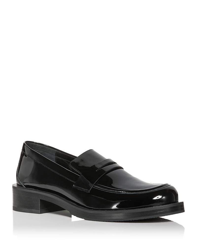 Womens Palmer 40MM Brushed Leather Stacked Heel Loafers Product Image