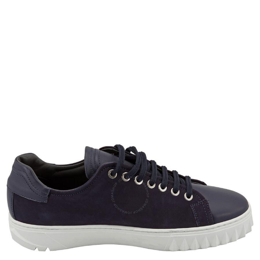 FERRAGAMO Salvatore  Men's Cube Suede & Leather Low-top Sneakers In Blue Product Image