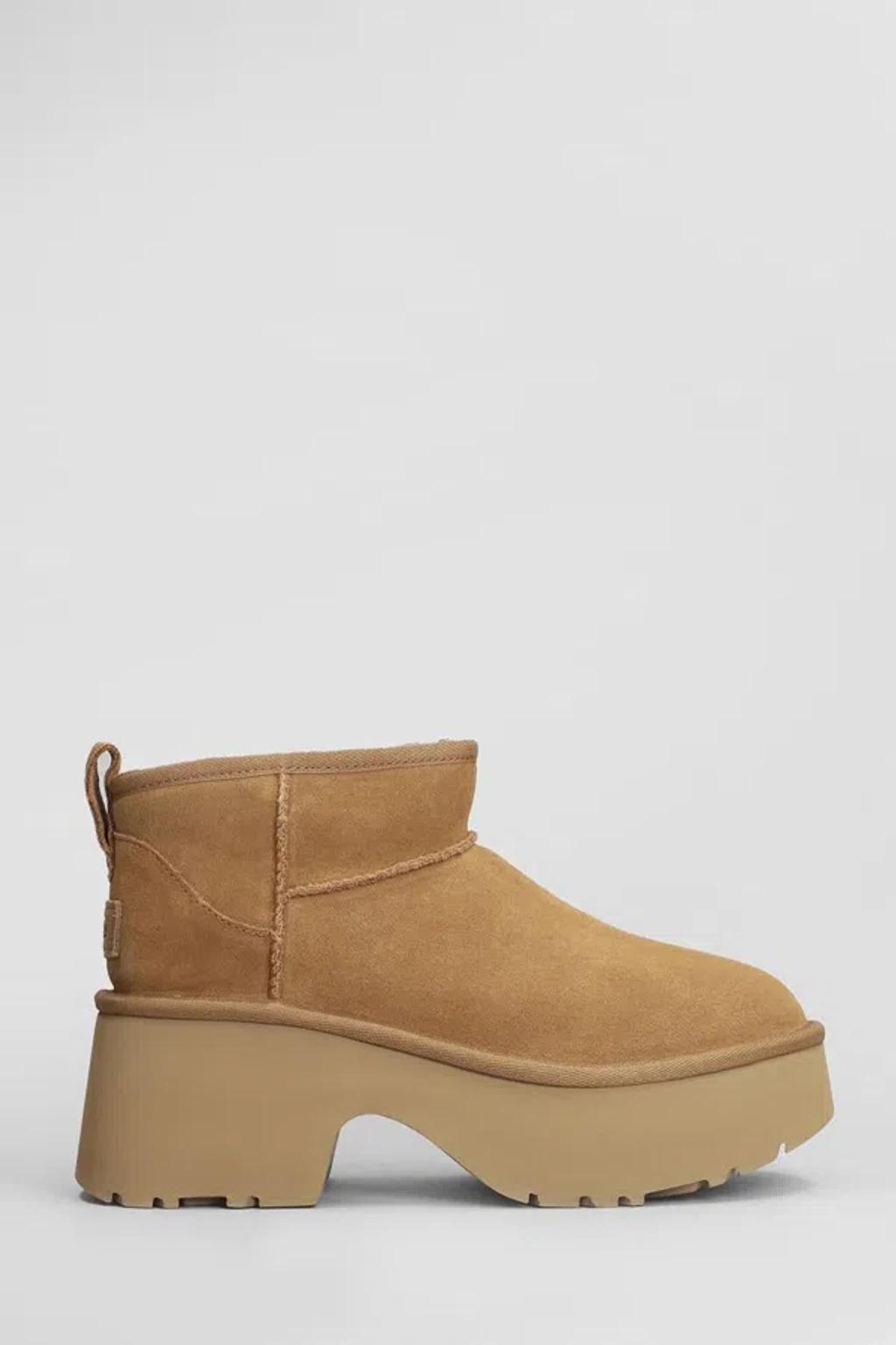 UGG Classic Ultra Mini New Heights Ankle Boots Beige Product Image