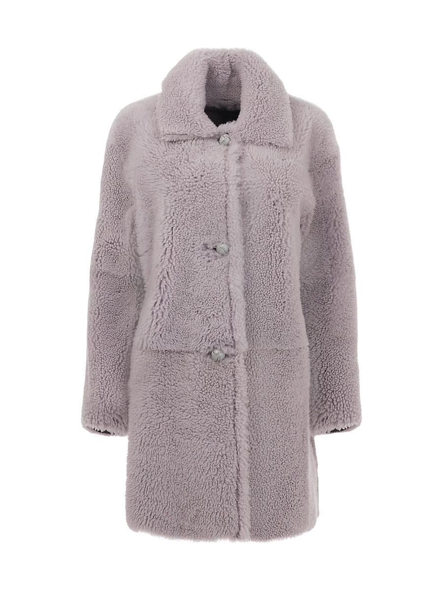 Reversible Lamb Shearling Stroller Jacket w/ Leather Buttons Product Image