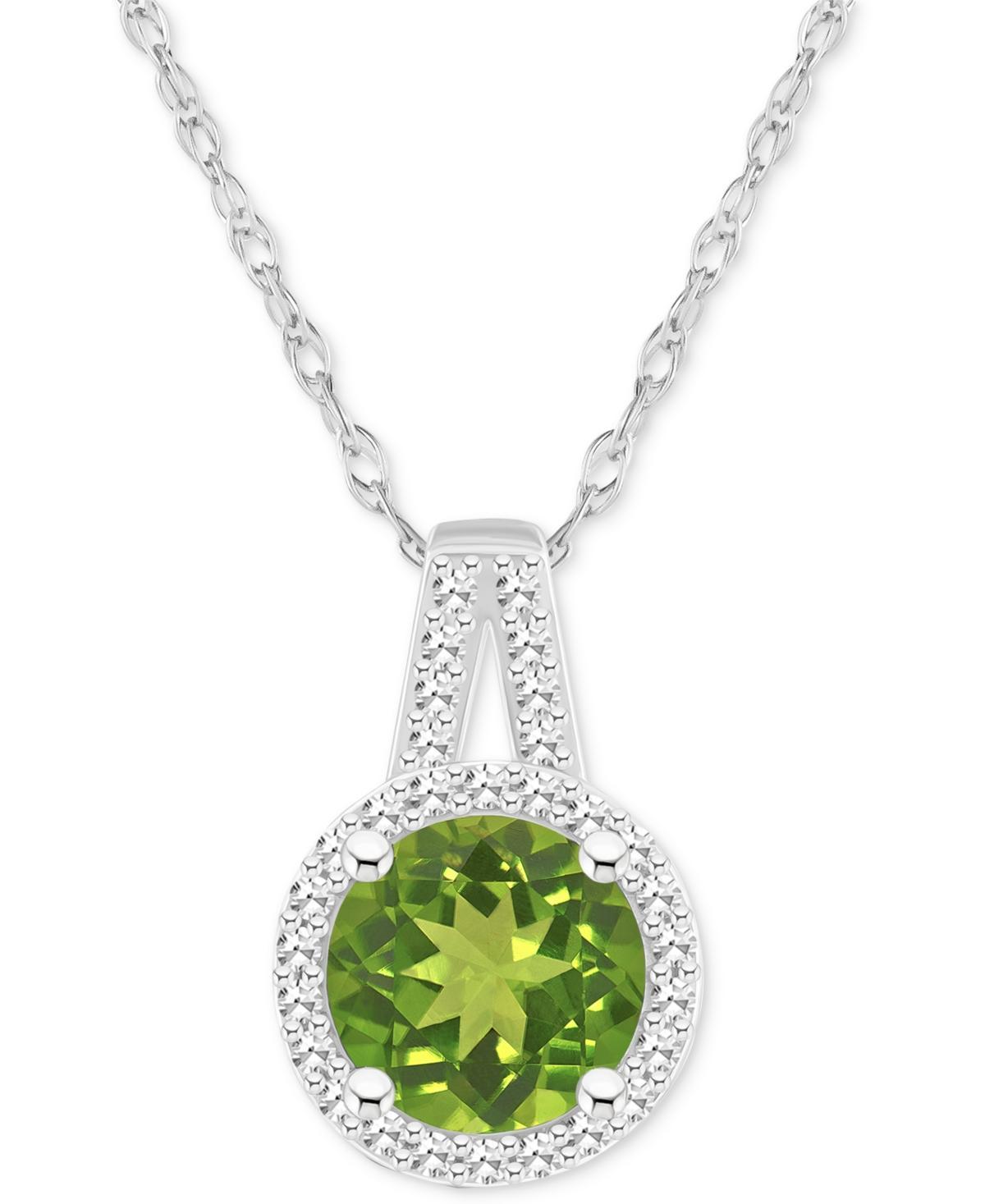 Celebration Gems Sterling Silver 7 mm Round Gemstone & 1/8 Carat T.W. Diamond Halo Pendant Necklace, Women's, Size: 18", Blue Topaz Product Image