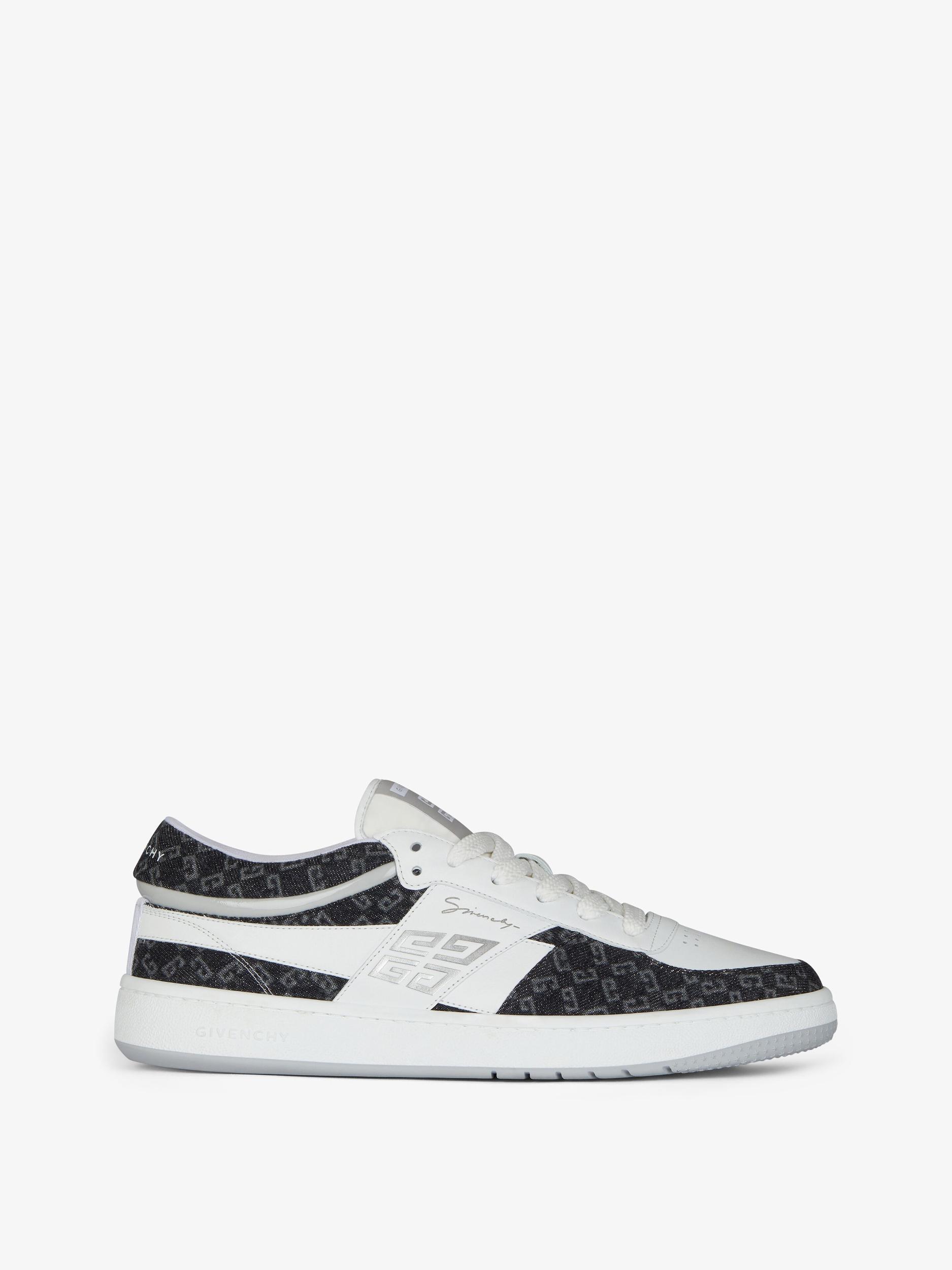 G Move sneakers in leather and monogram 72 denim Product Image
