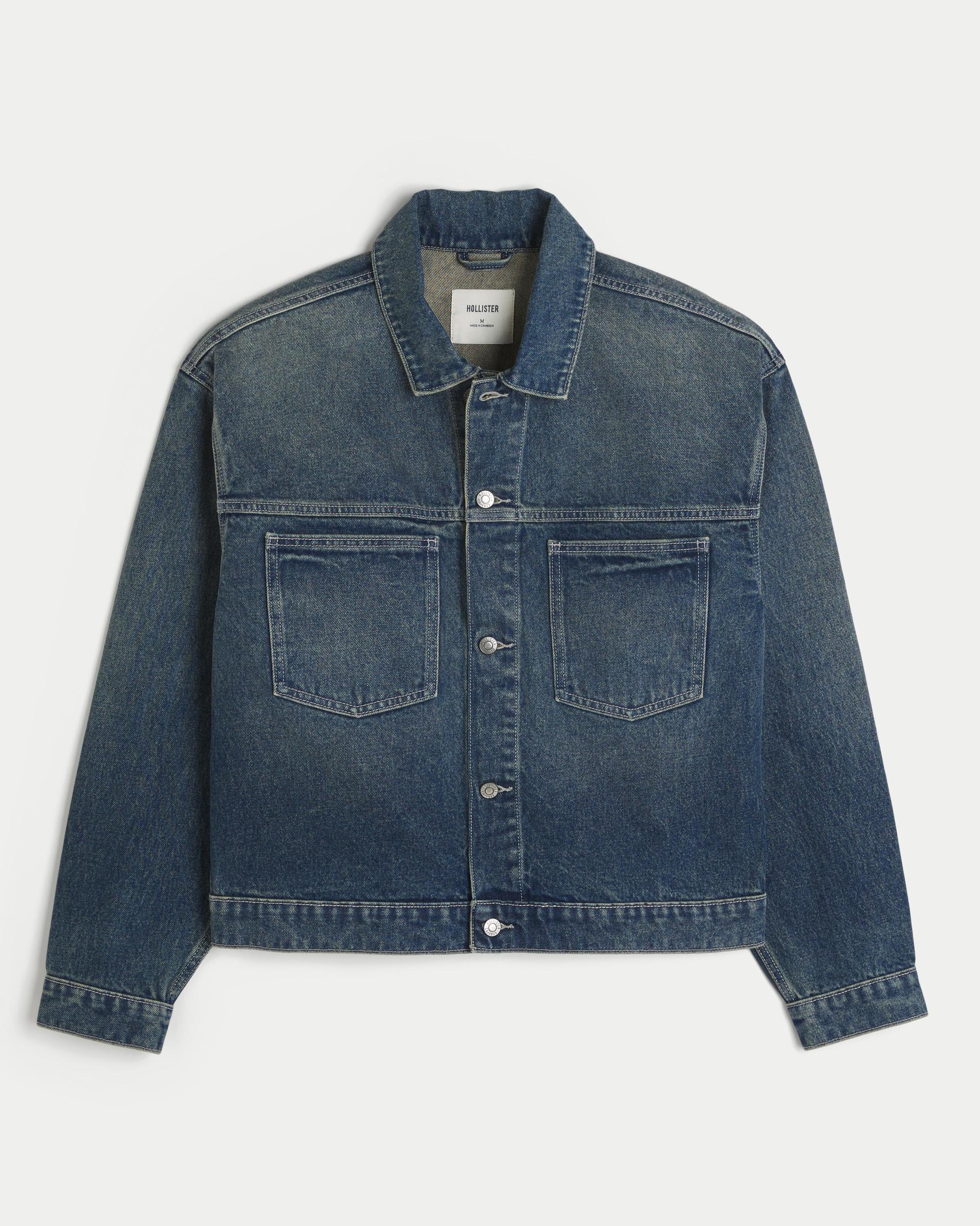 Dark Wash Denim Trucker Jacket Product Image