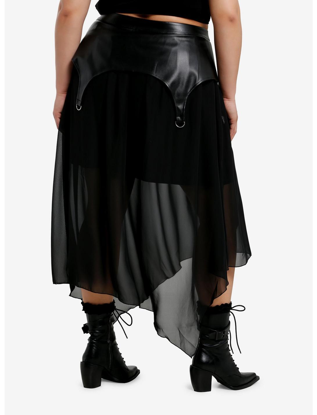 Cosmic Aura Faux Leather & Chiffon Maxi Skirt Plus Size Product Image