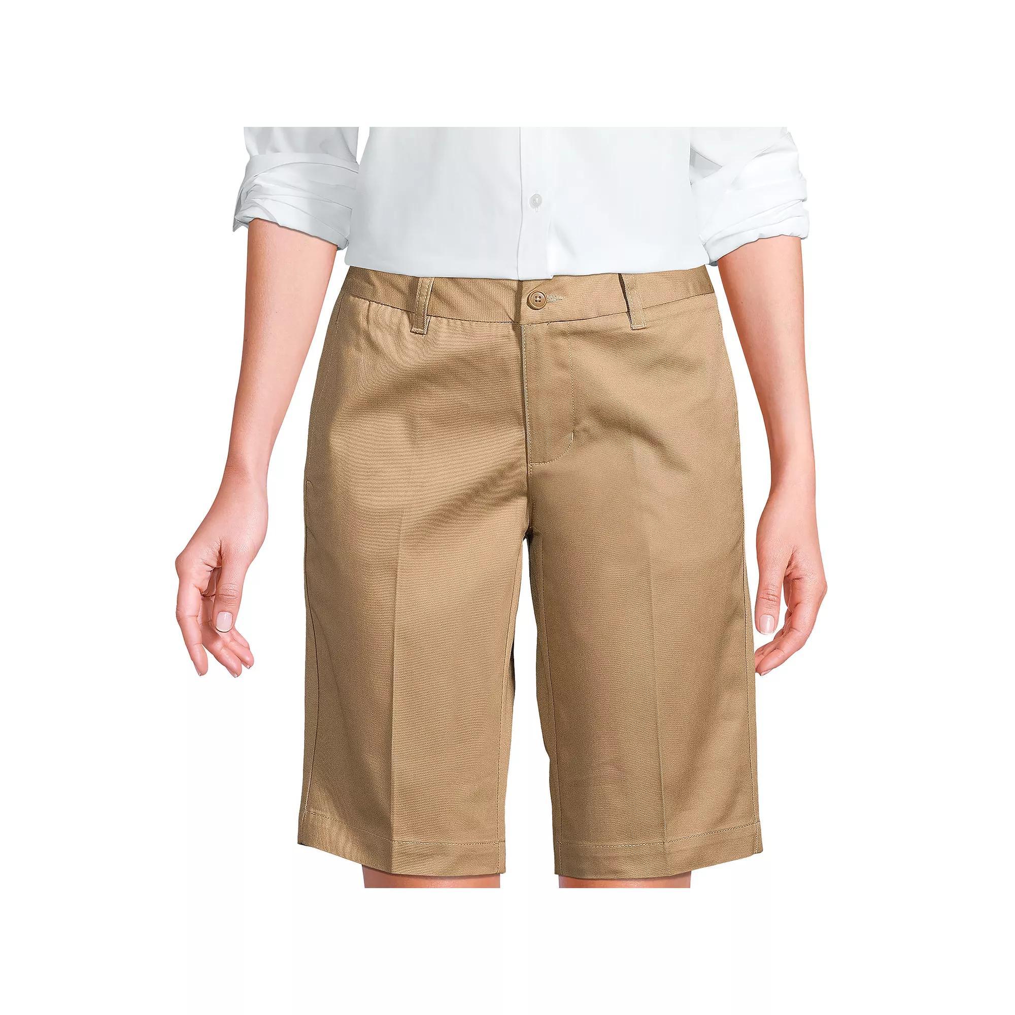 Women's Lands' End Front Blend Chino Shorts, Size: 8, Black Product Image