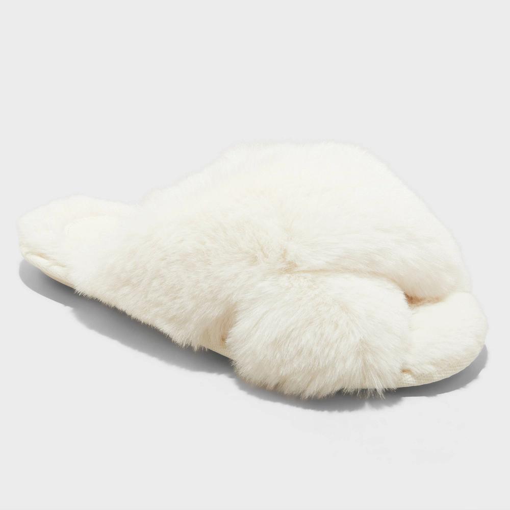 Women's Paris Crossband Slide Slippers - Auden™ Cream M: Indoor/Outdoor Open Toe House Shoes Product Image