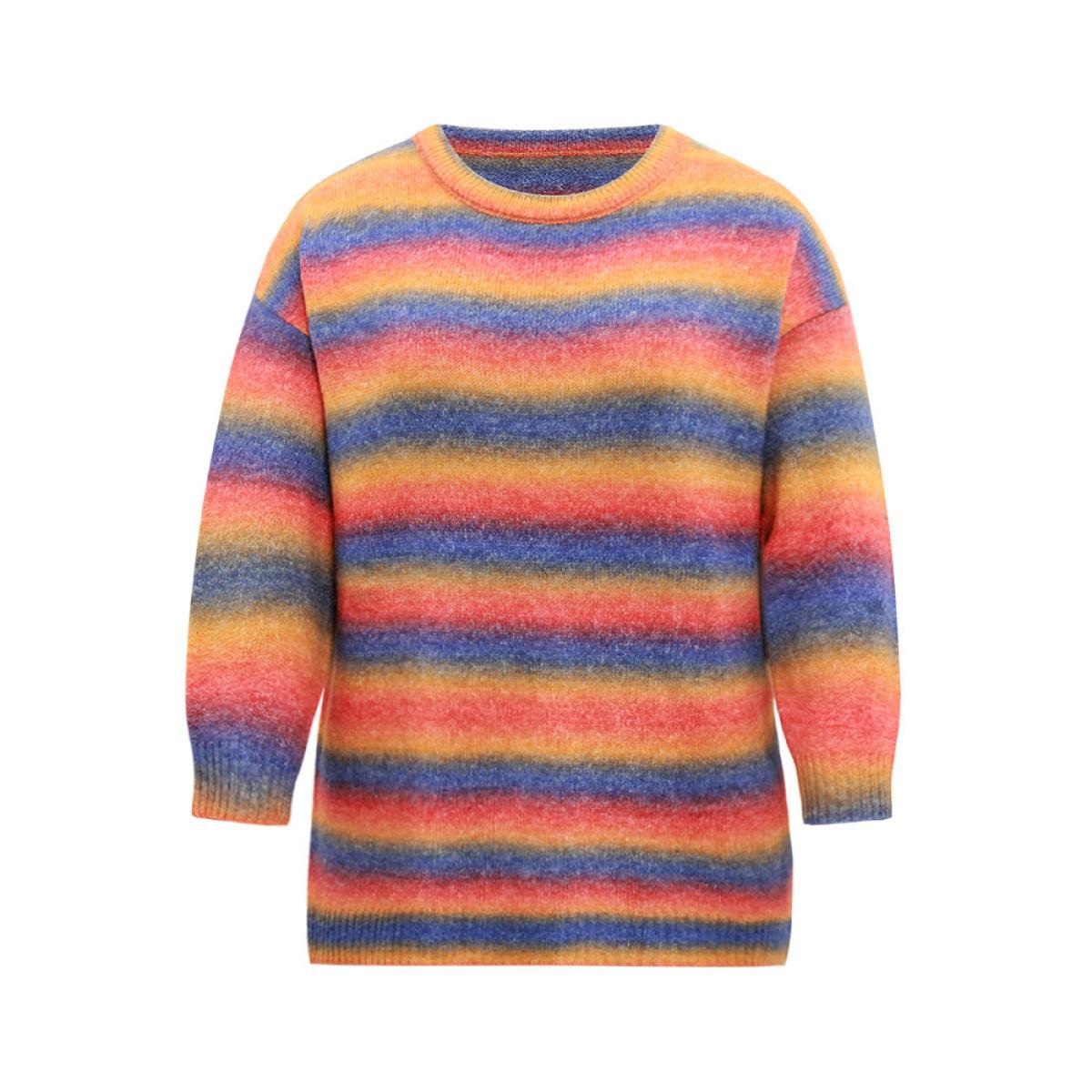 Plus Size Supersoft Essentials Colour Heather Contrast Pullover Multicolor Women Casual Loose Long Sleeve Round Neck Dailywear Pullovers BloomChic 12/L Product Image
