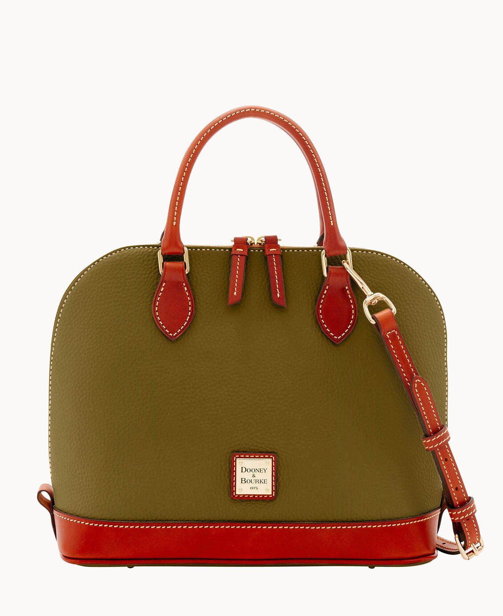 Dooney & Bourke Womens Pebble Grain Zip Zip Leather Satchel Bag in Olive Product Image