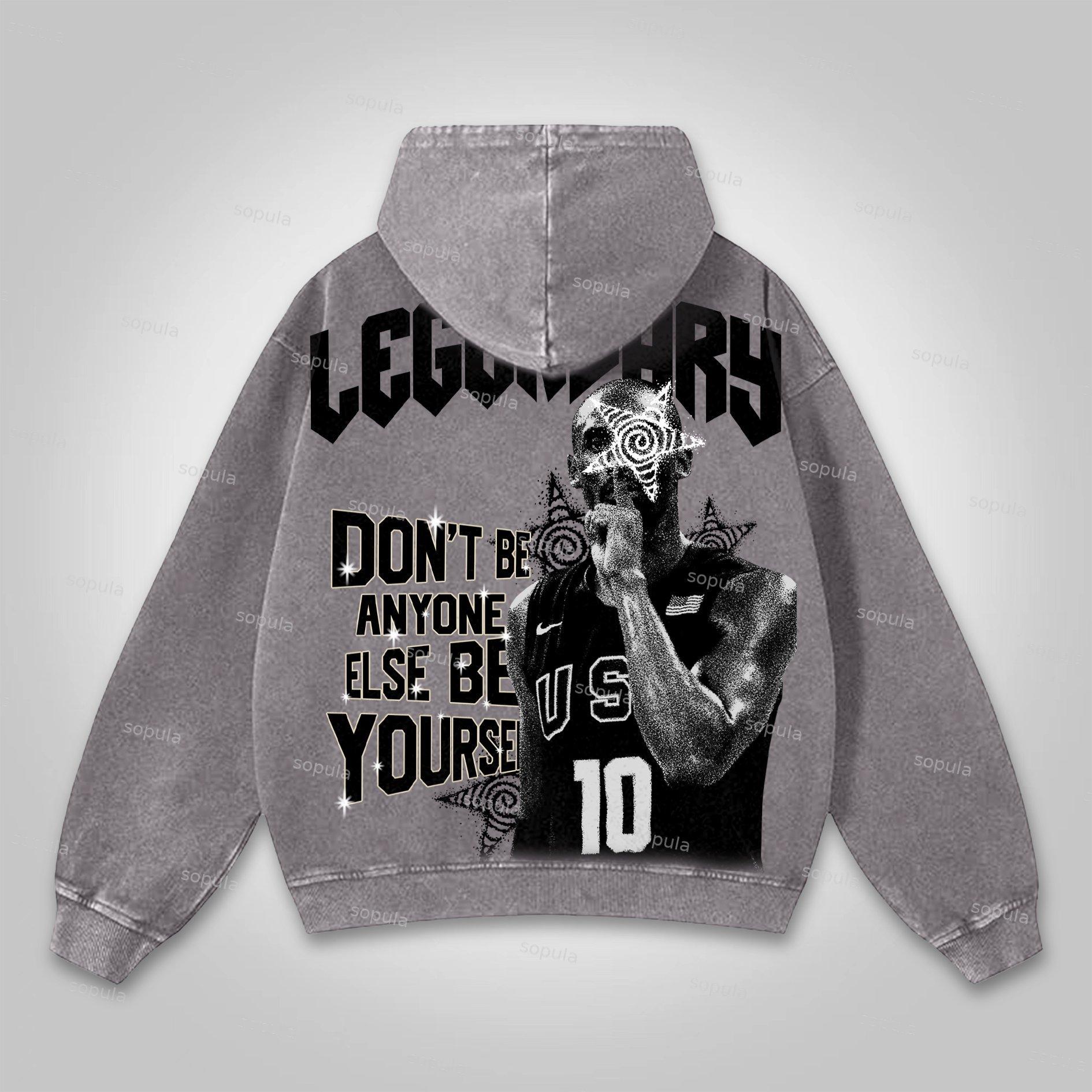Vintage Pattern Print Acid Washed Oversized Hoodie Product Image
