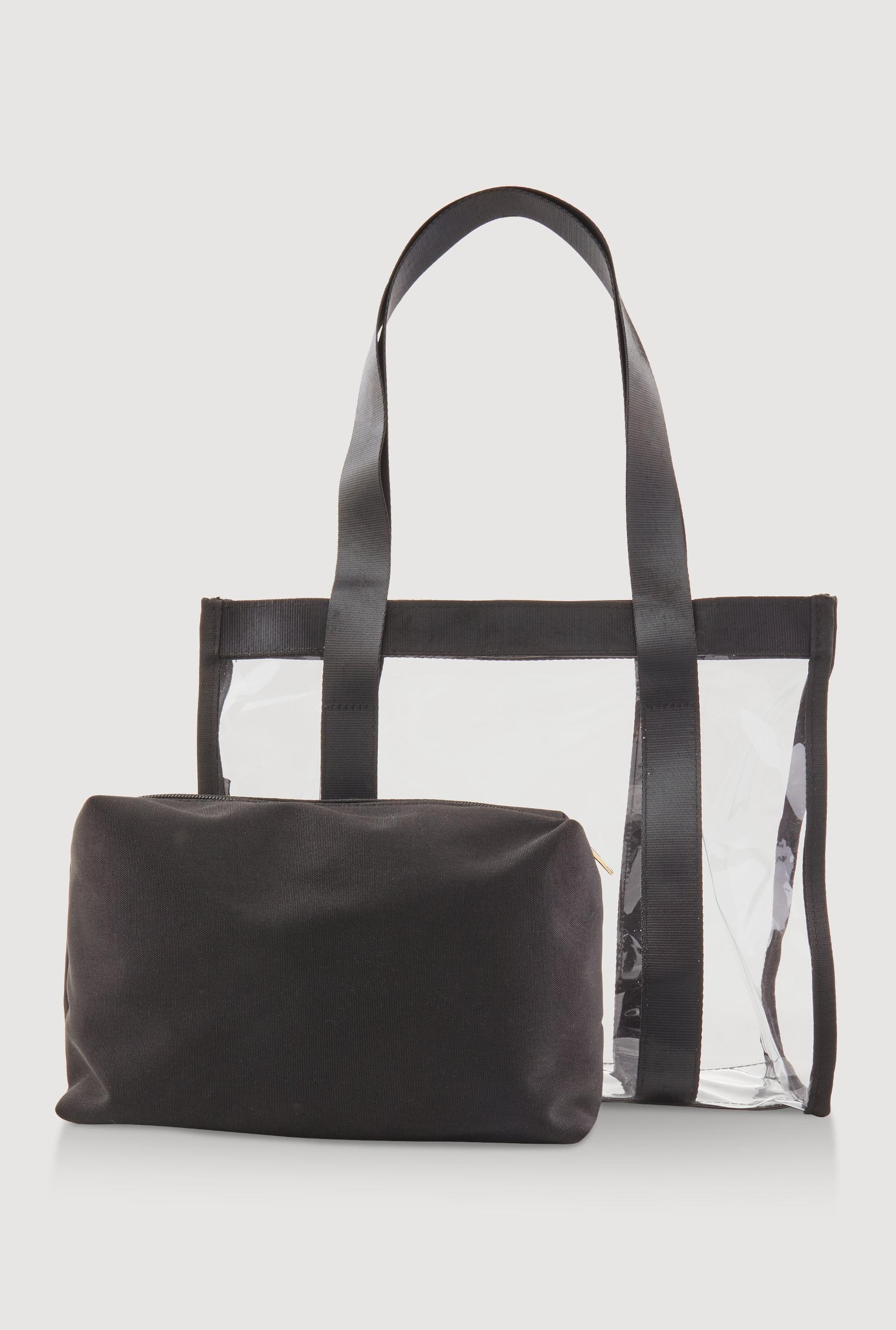 Contrast Trim Clear Tote Bag with Pouch Female Product Image