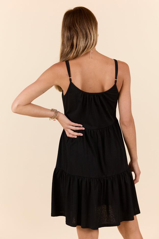 Dockside Drinks Black Mini Tiered Knit Dress SALE Product Image