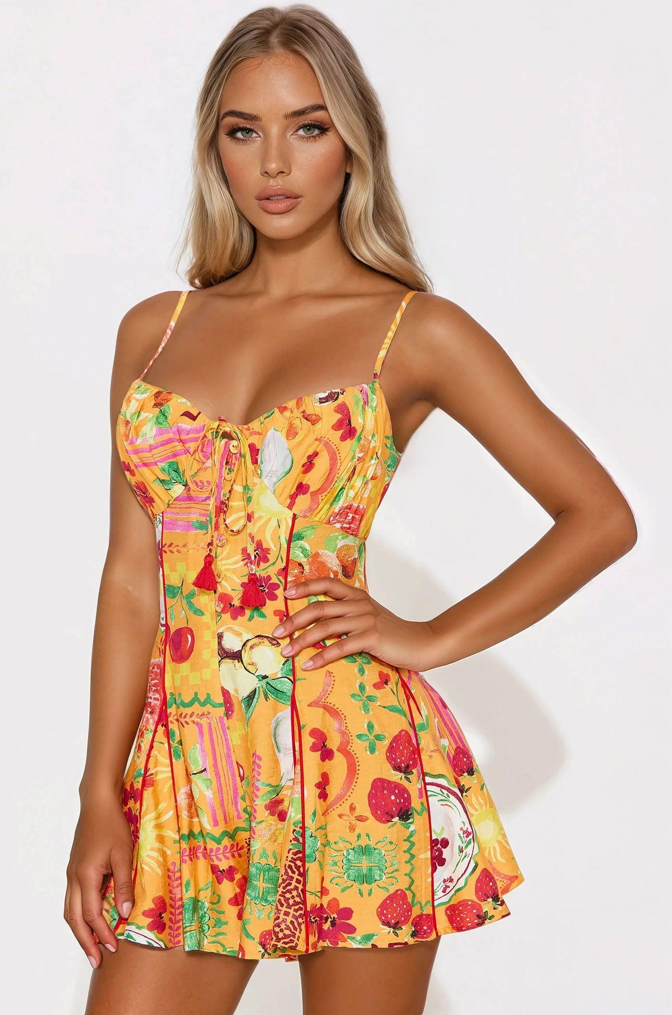 Coral Sands Tropical Vacation Romper - Orange/combo Product Image