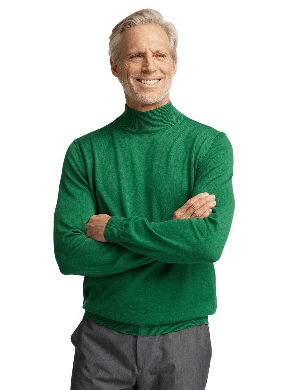 Supima Cotton Mock Neck Sweater - Green Product Image