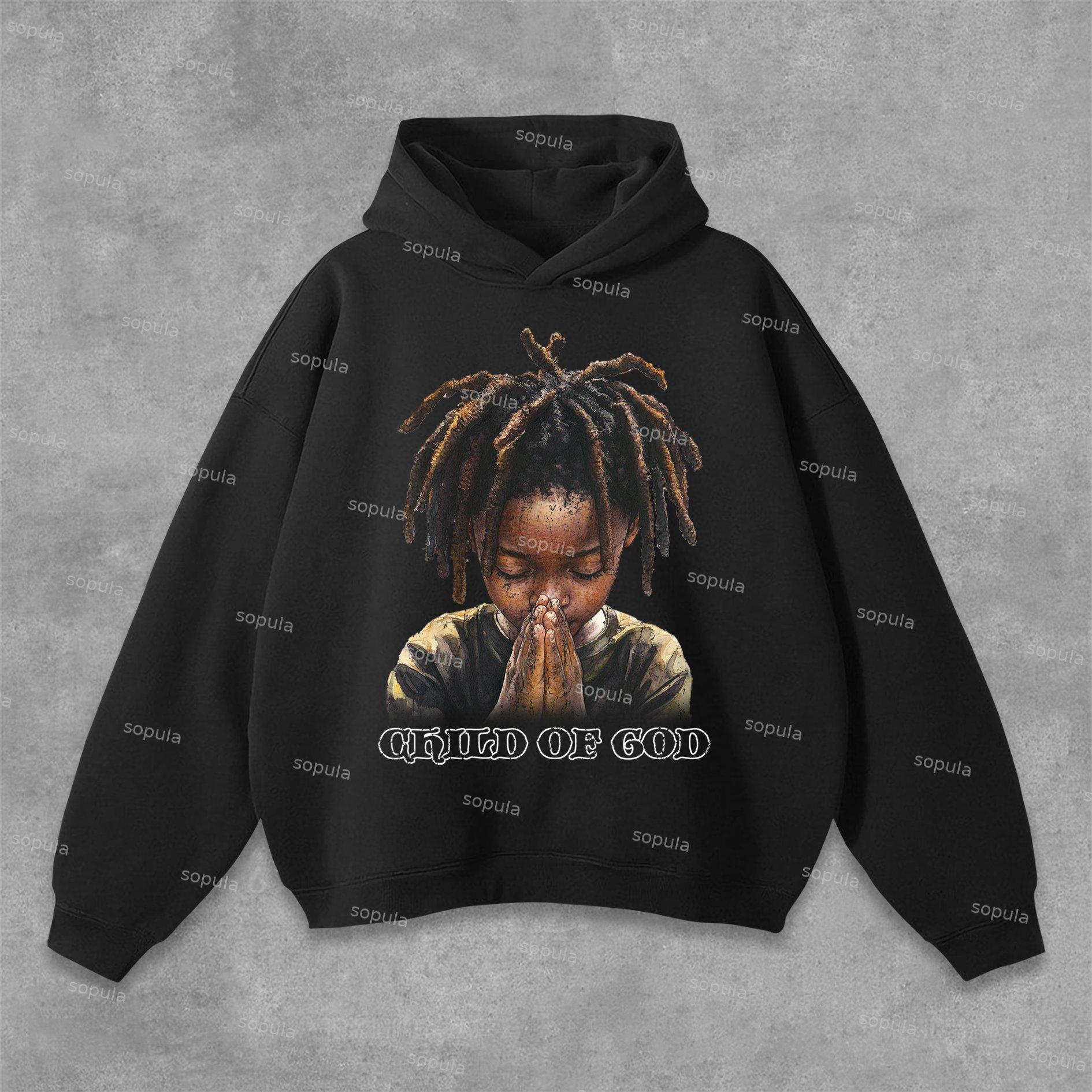 Sopula Jesus Retro Fade Portrait Graphic Hoodie Product Image