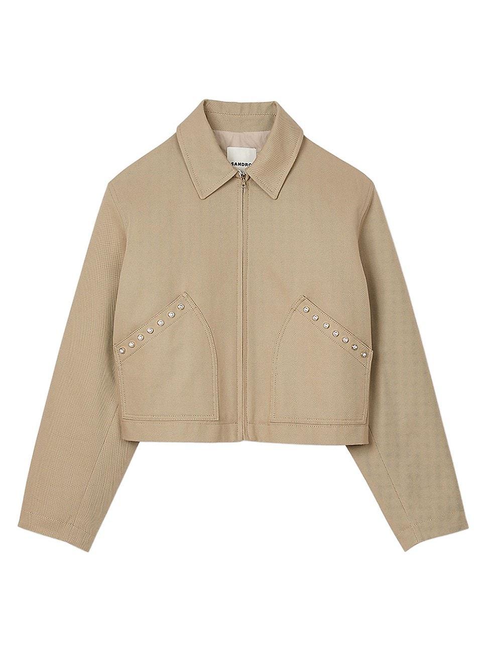 Womens Short Jacket with Rhinestone Details Product Image