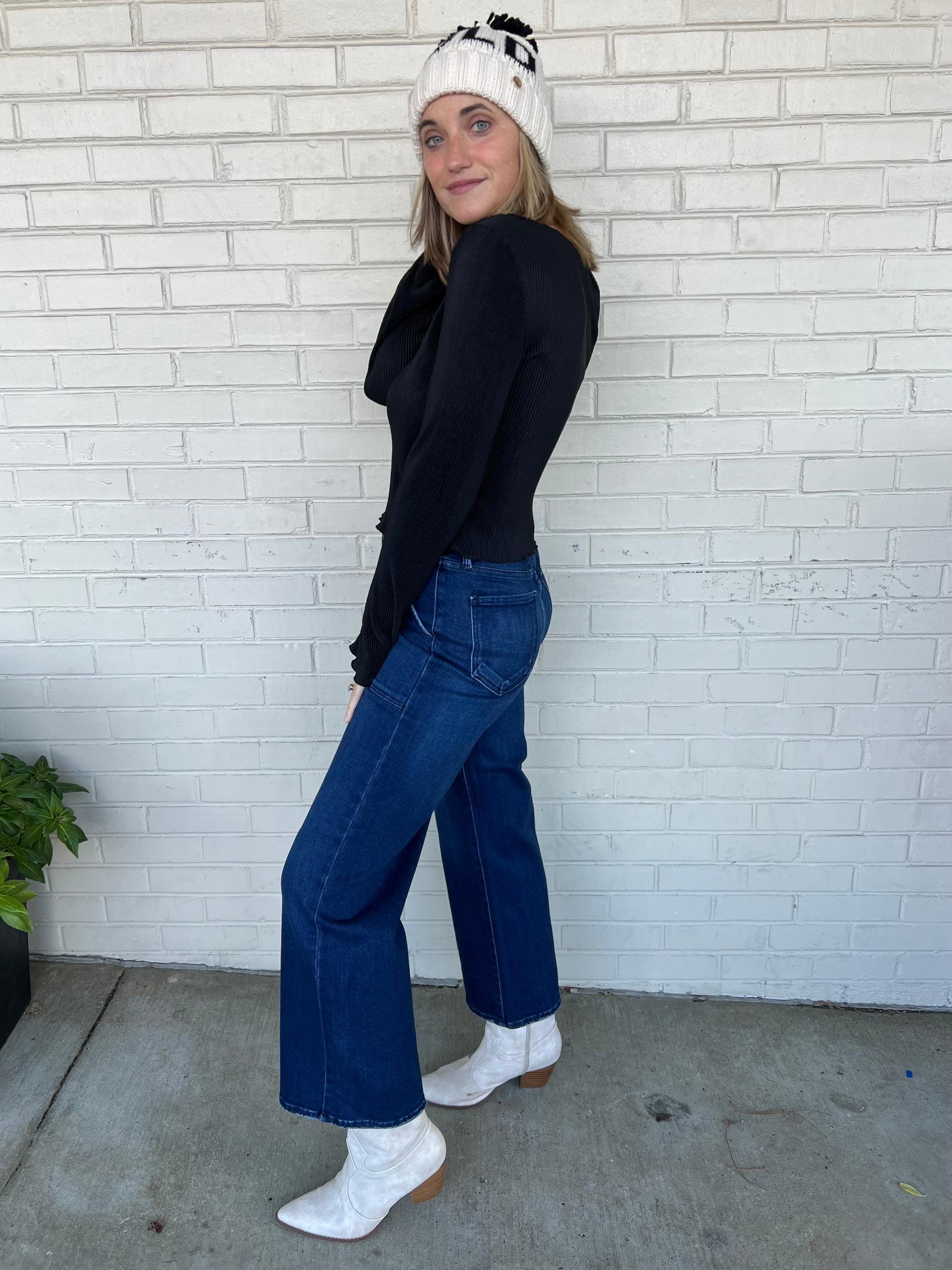 Ava Wide Leg Jeans - Dark Wash Product Image