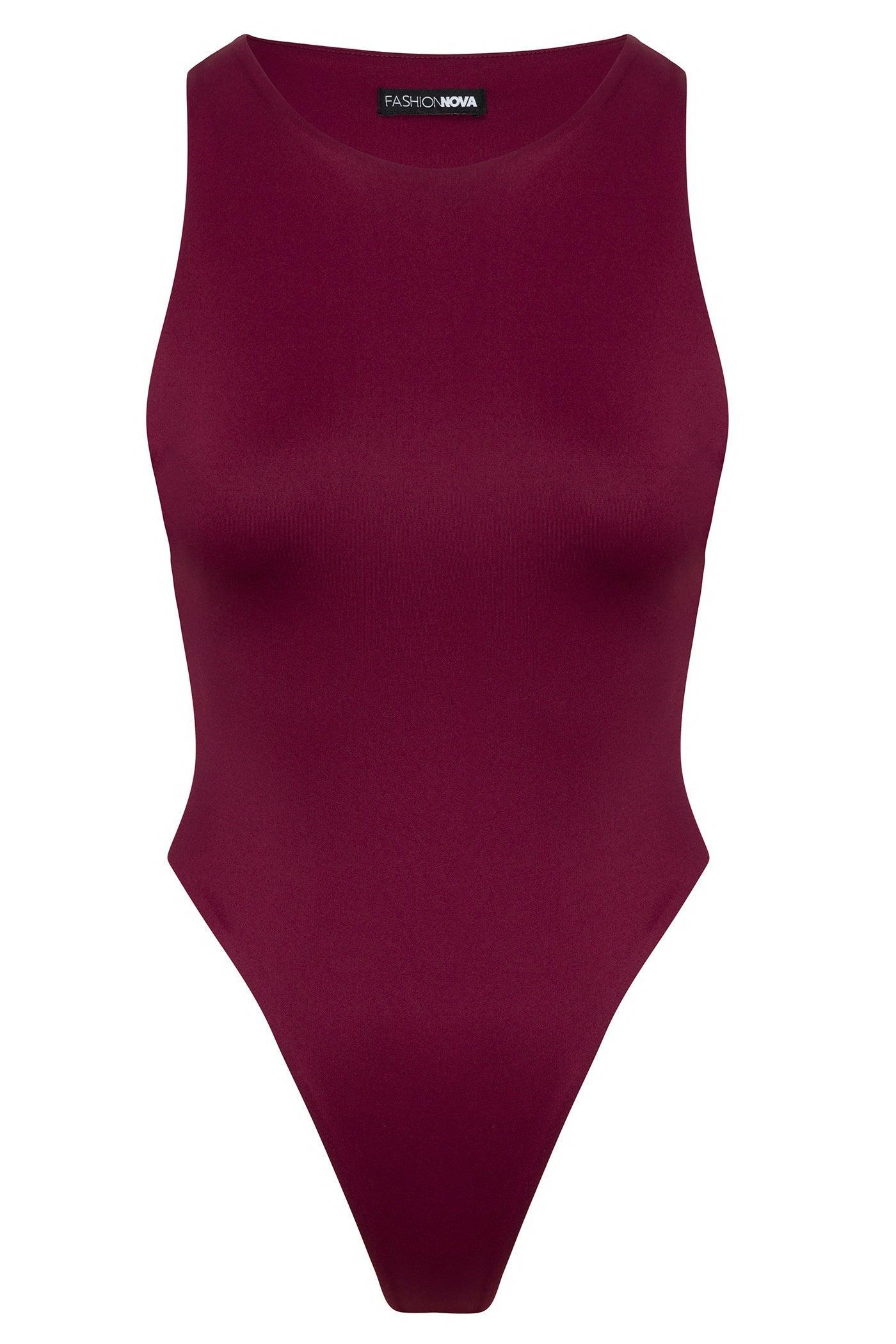 Contour Double Lined Scoop Neck Bodysuit - Wine Product Image