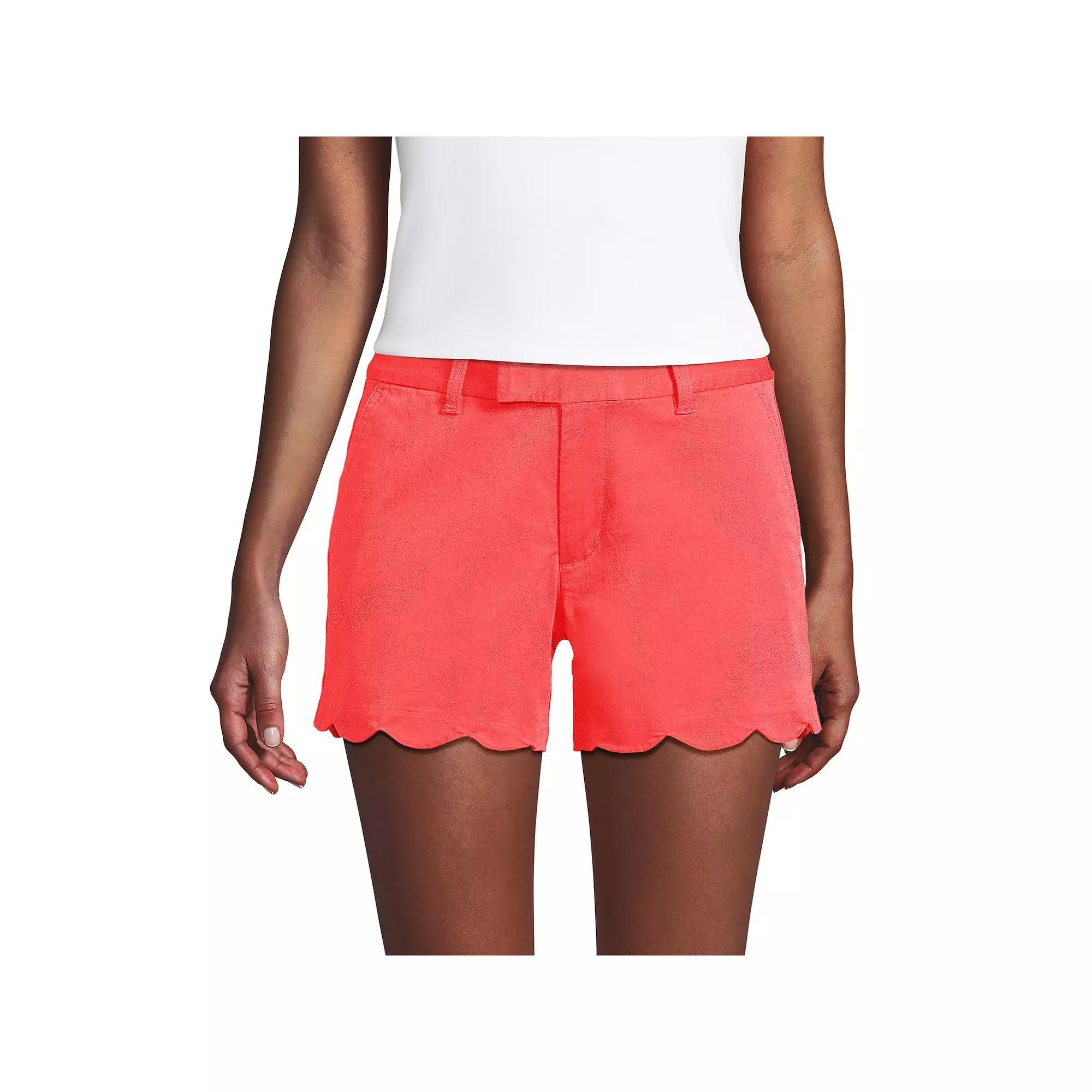 Women's Lands' End Mid Rise Scallop Hem 5-in. Chino Shorts, Size: 12, White Product Image