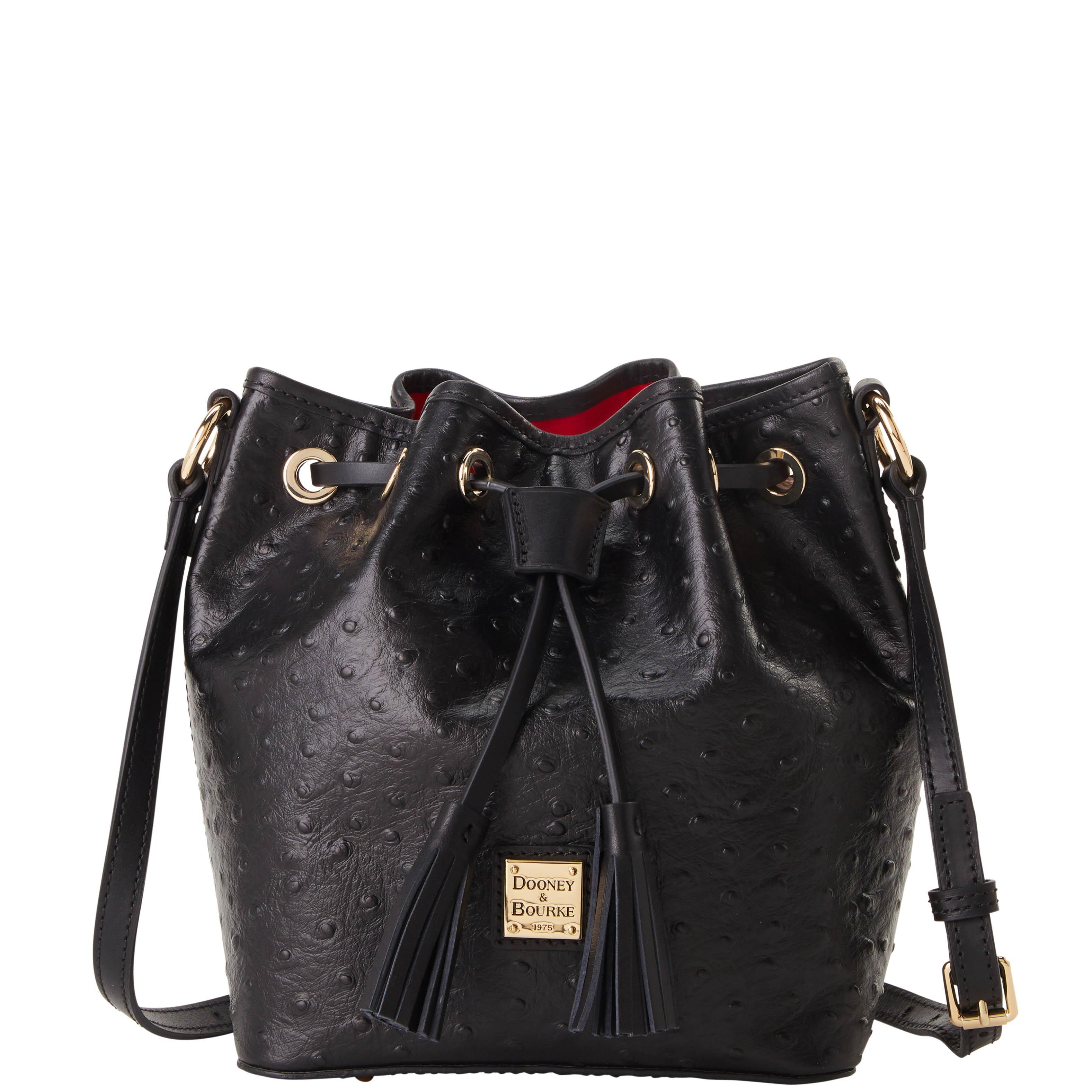 Dooney & Bourke Womens Ostrich Kendall Crossbody Leather Shoulder Bag in Black Product Image
