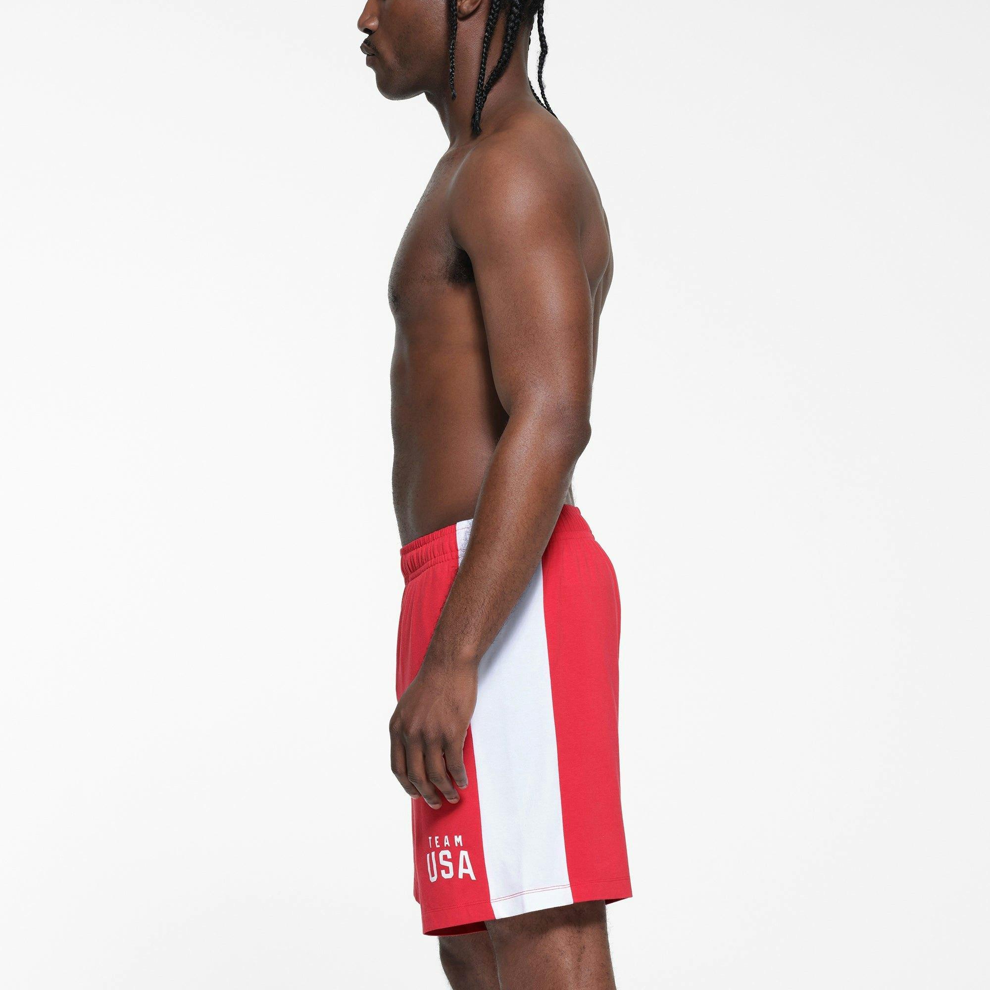 SKIMS FOR TEAM USA JERSEY SLEEP MENS OLYMPIC SHORT | RED Product Image