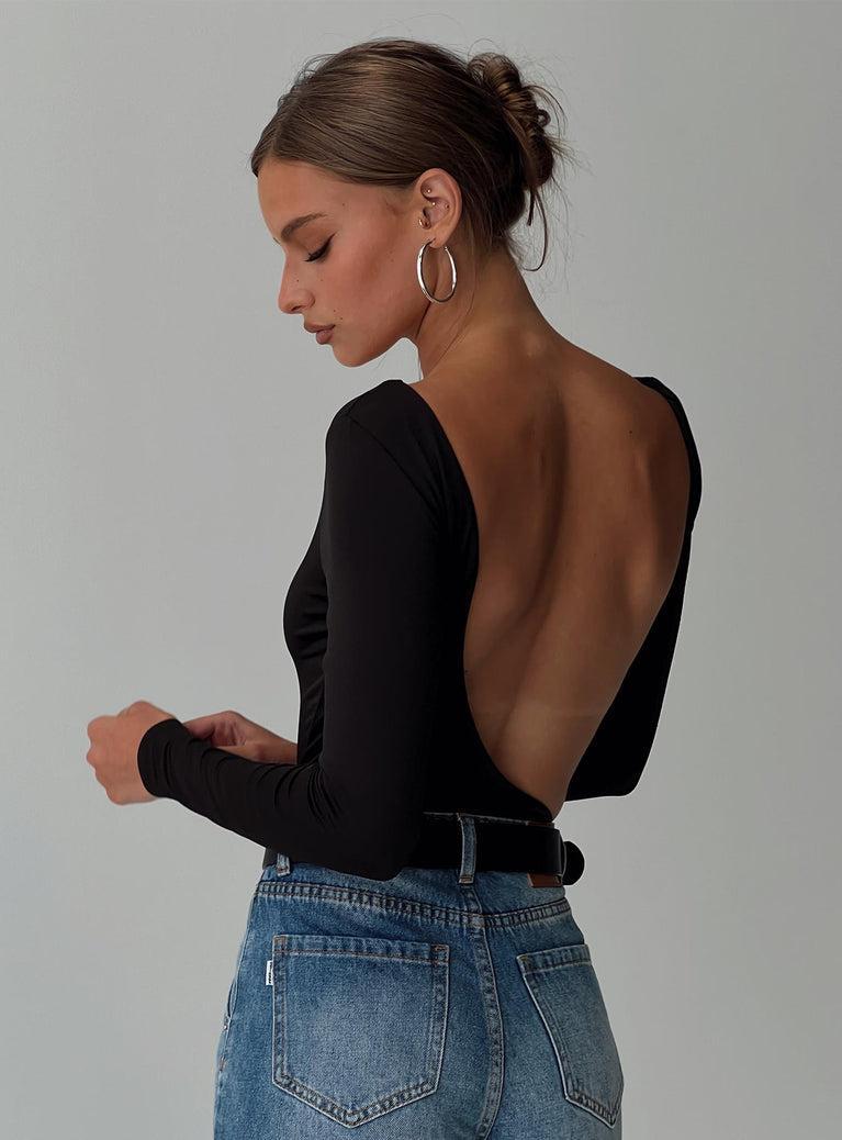 Look This Good Backless Bodysuit Black Product Image
