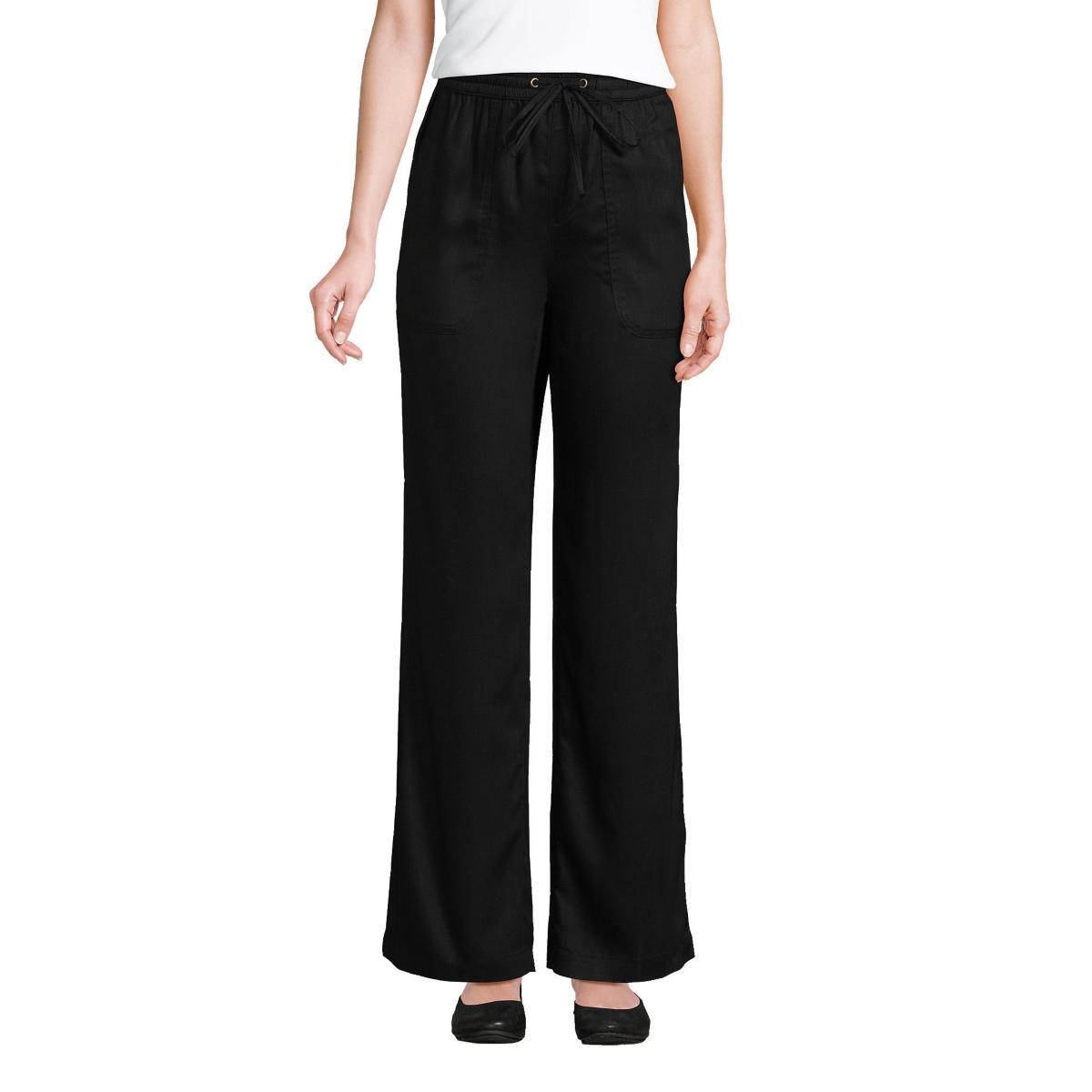 Women's Lands' End Tencel High-Rise Wide Leg Pants, Size: 12, Black Product Image