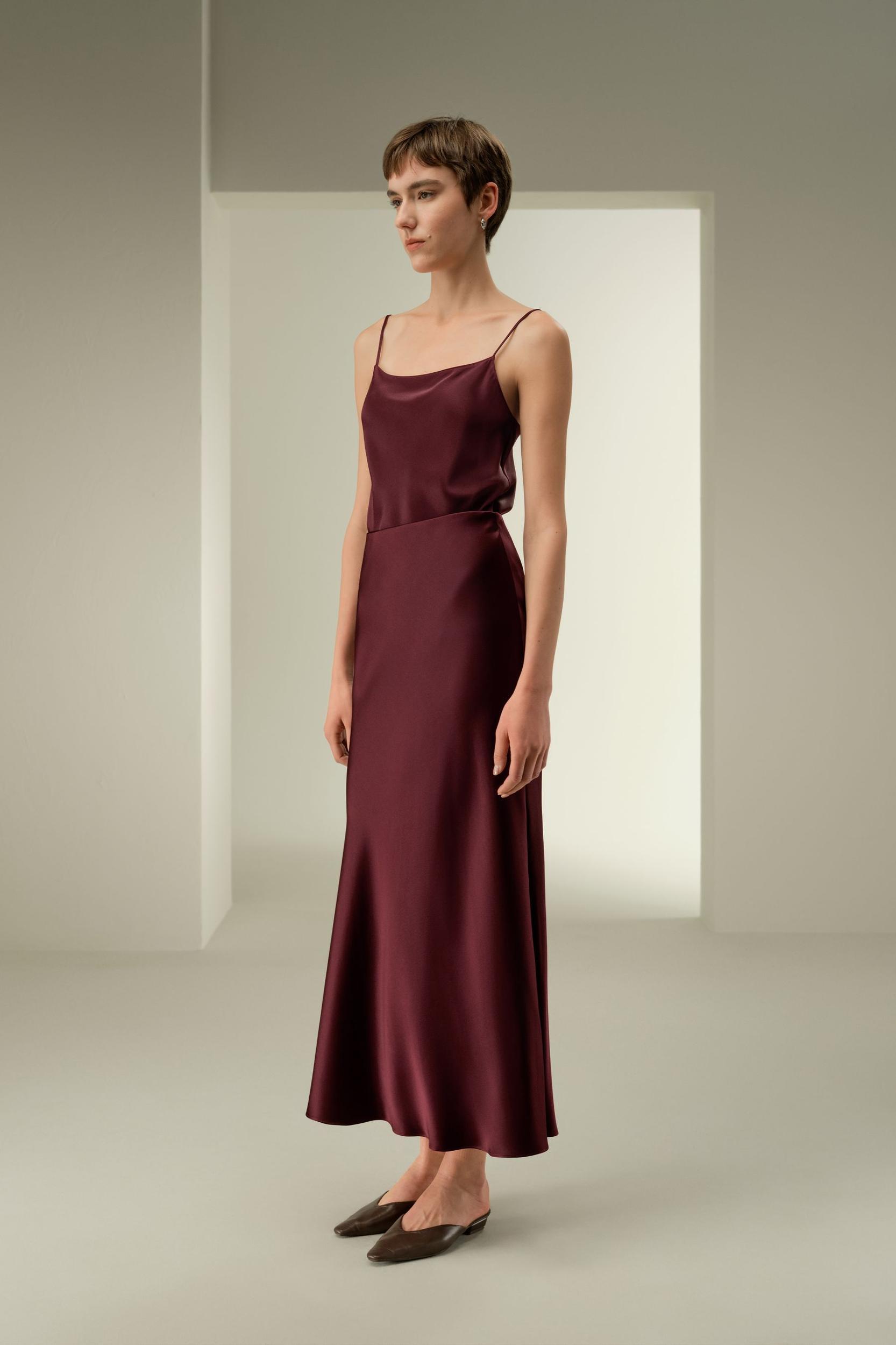 Double-Faced Silk Charmeuse Maxi Skirt Product Image