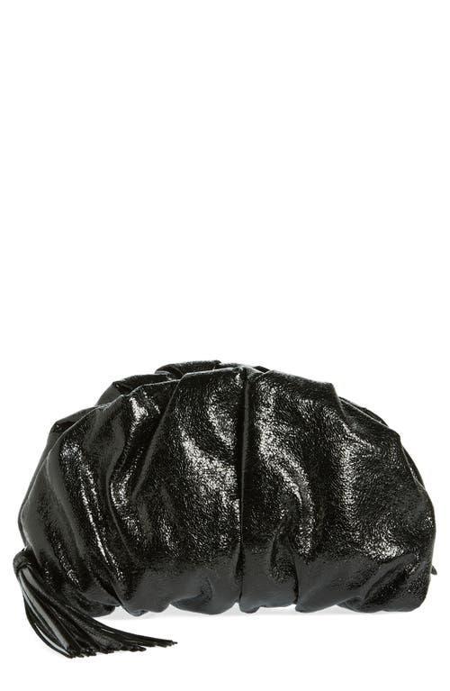 Ruched Zip Faux-Leather Clutch Bag Product Image