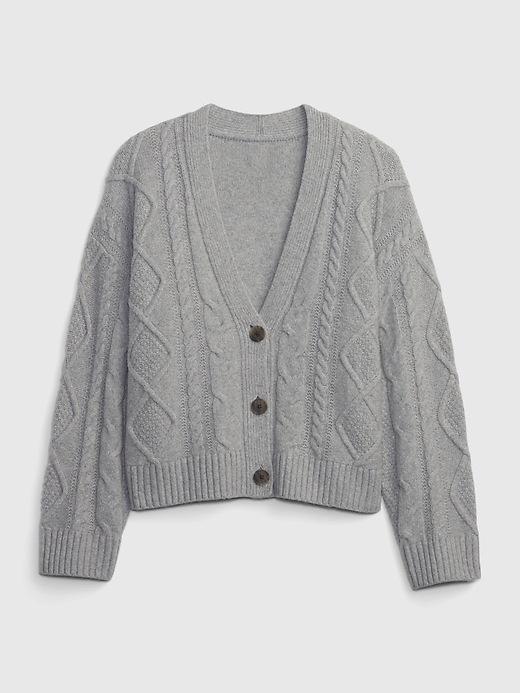 CashSoft Cable-Knit Cardigan Product Image