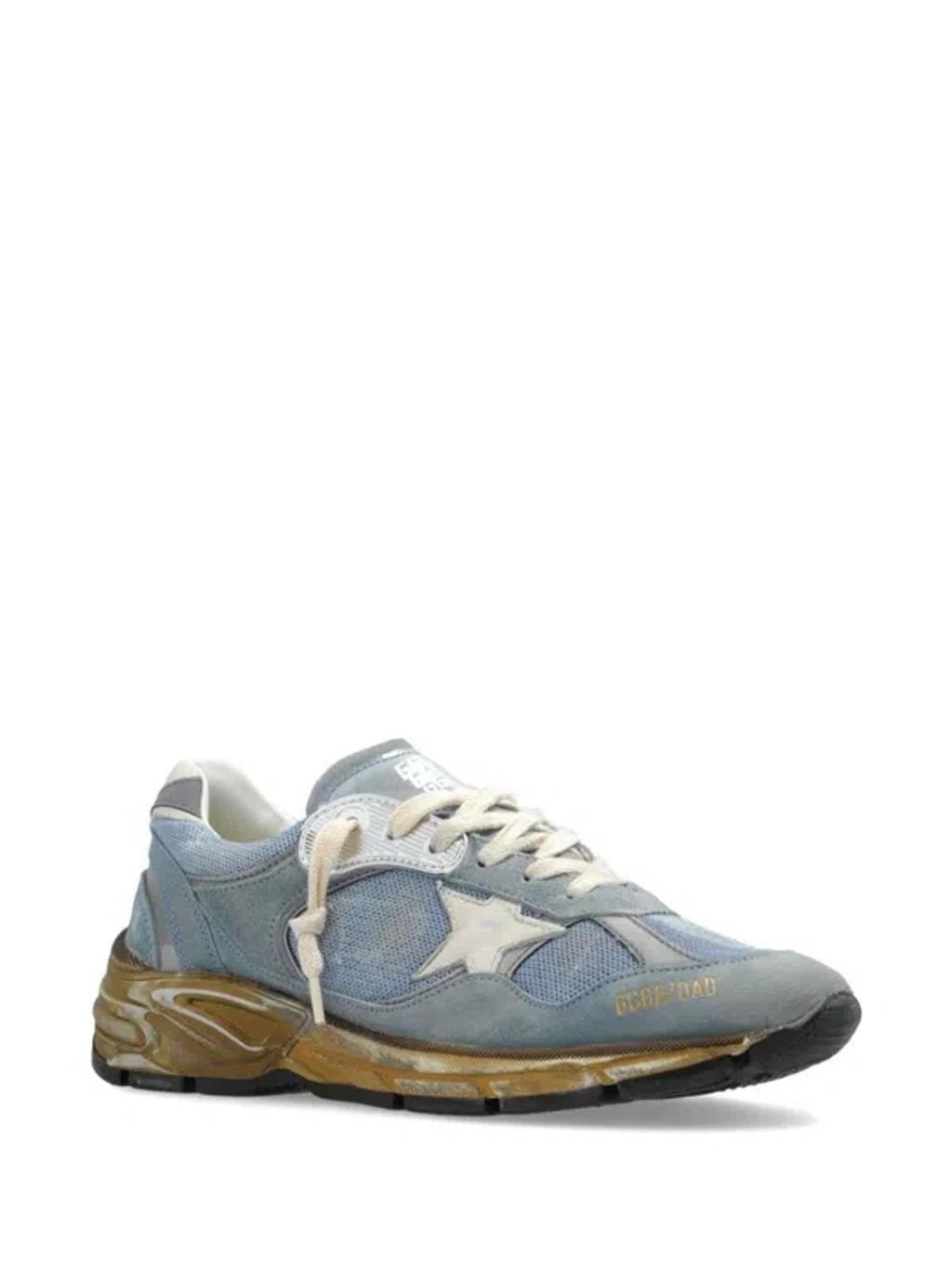 GOLDEN GOOSE Running Dad Suede Leather Sneakers In Blue Product Image